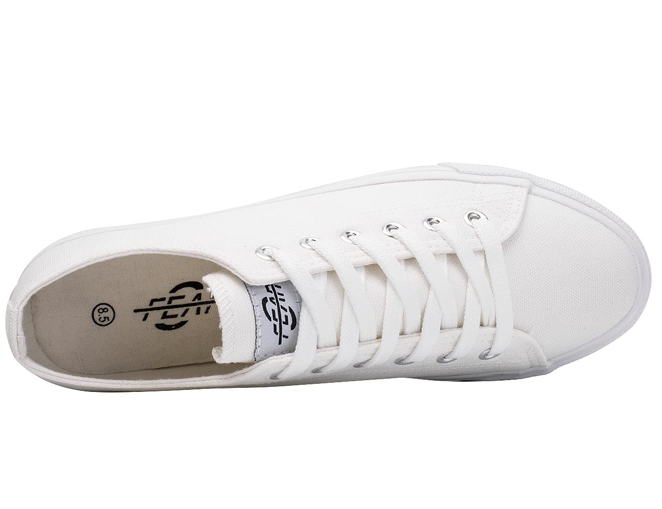 True to Size Retro Low Top Canvas Sneakers for Men & Women - All White Casual Skateboard Shoes with Grip Sole - Comfortable Tennis Shoes for Walking, Running & Streetwear (US Size 9, Medium Width)