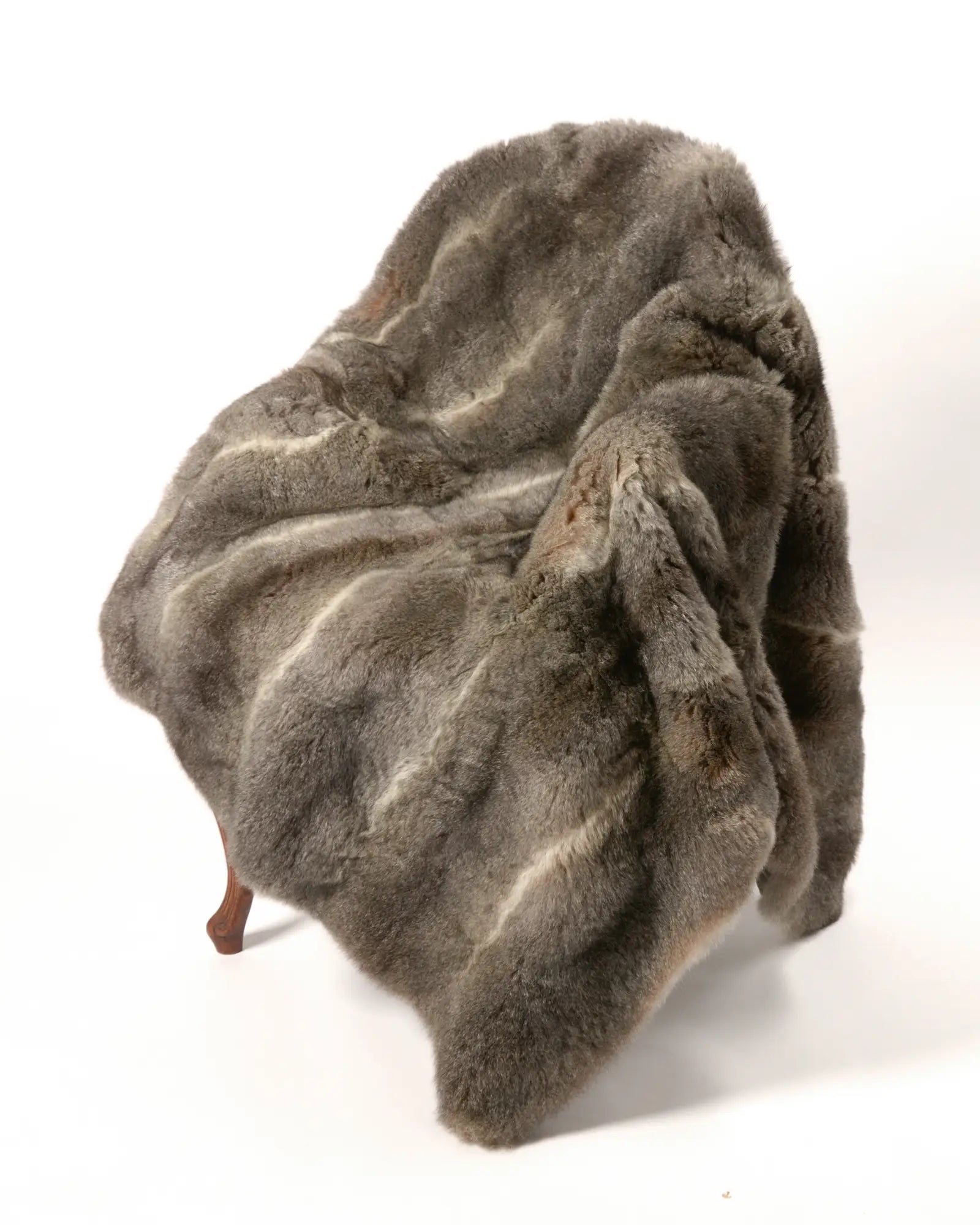 Luxury Natural Warm Grey Possum Fur Throw Blanket - Soft Cozy & Hypoallergenic for Bed, Couch & Winter Nights