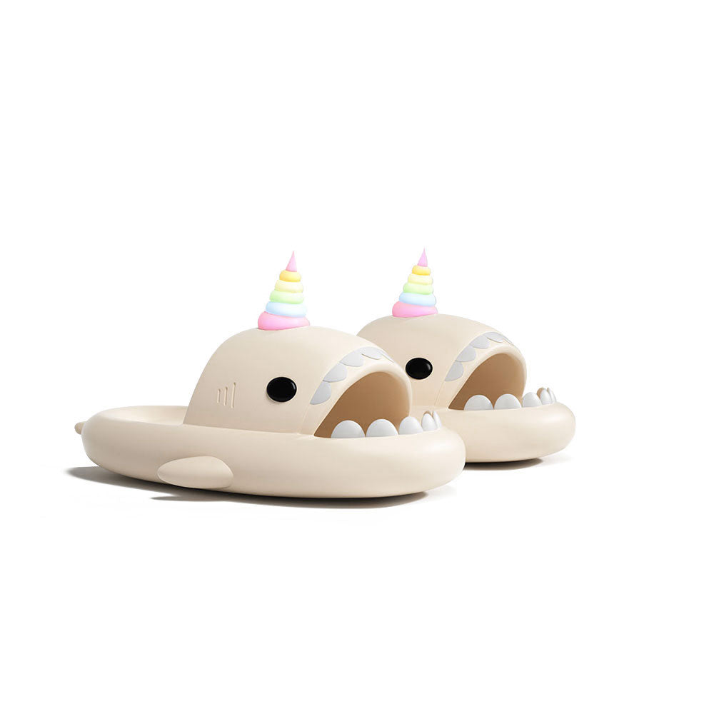 Sharkicks Unicorn Shark Slides for Women & Men - Comfortable Non-Slip Beach Sandals for Pool, Vacation, and Summer Outdoor Activities