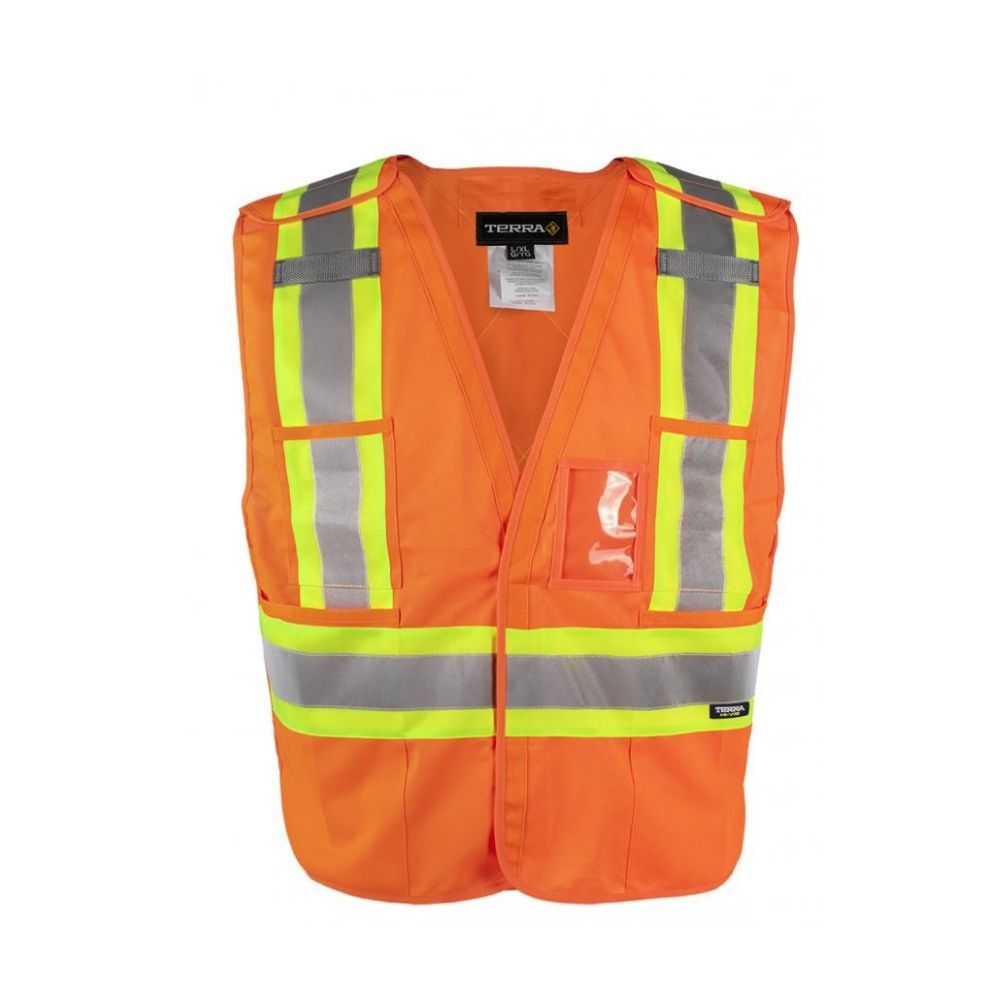 High Visibility Terra Tear Away Safety Vest - Orange 116600OR for Construction, Road Work & Emergency Responders
