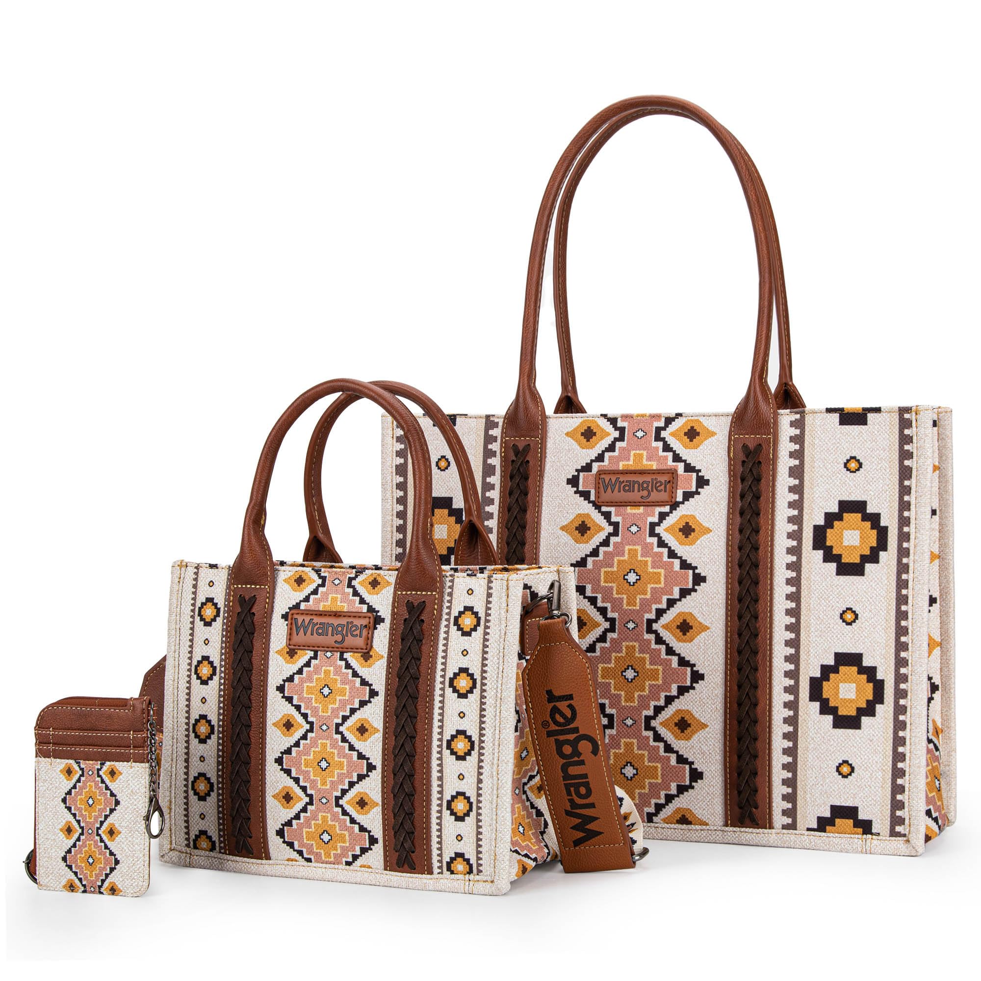 Wrangler Aztec Tote Bag for Women - Boho Shoulder Purse & Handbag Set | Stylish Crossbody Bag for Work, Travel & Everyday Use
