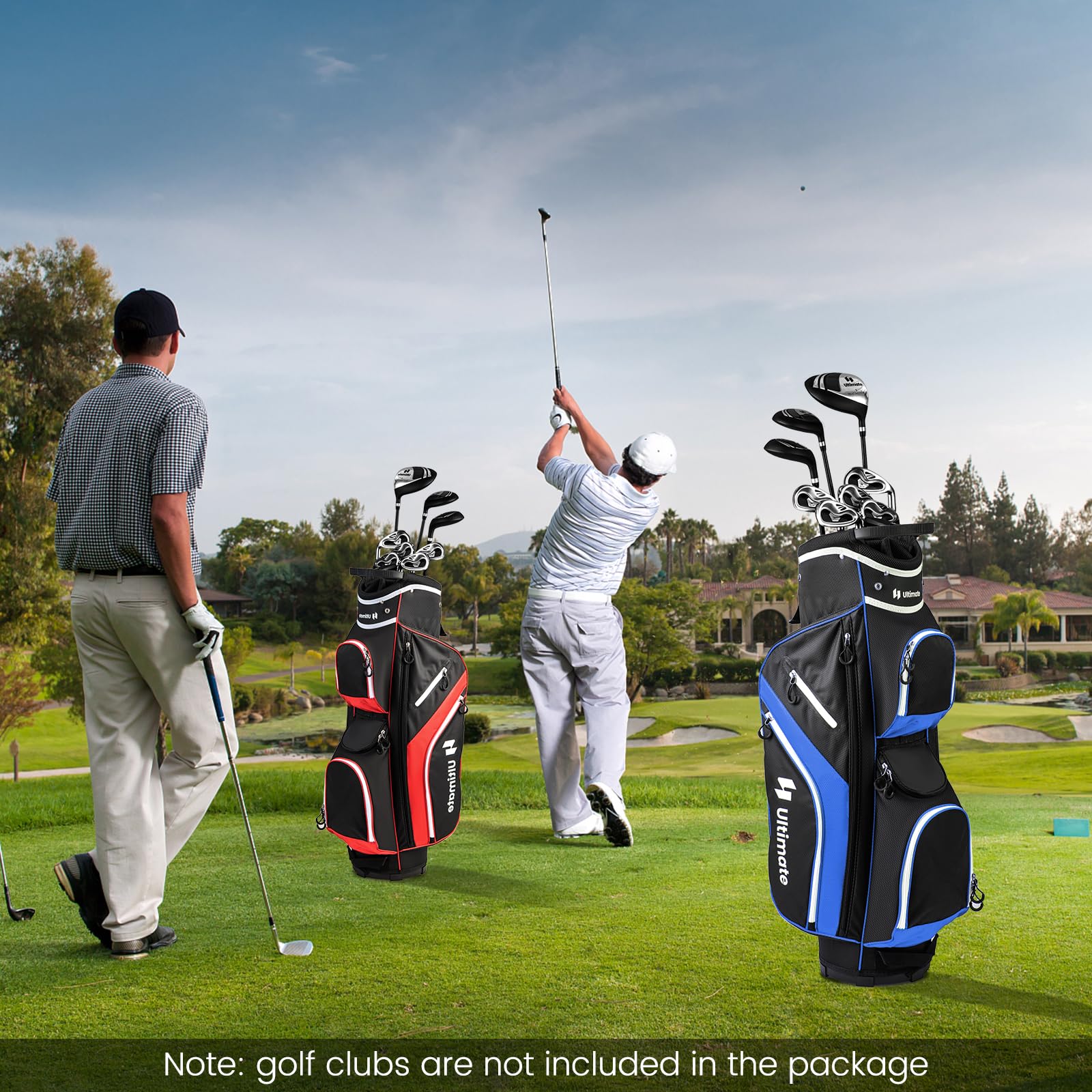 **Tangkula 14-Way Top Divider Golf Cart Bag - Lightweight Golf Club Bag with 9 Pockets, Cooler Compartment, Umbrella Holder & Rain Hood - Dual Strap for Men & Women - Perfect for Golf Courses & Travel**