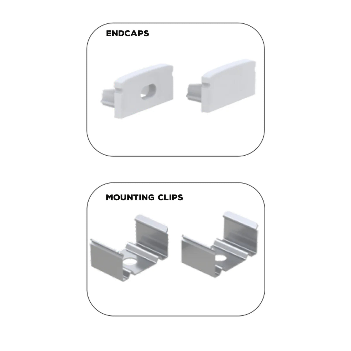 8 ft Aluminum LED Strip Light Channel - 10 Pack BN252 Rectangular Surface Mount for 0.43