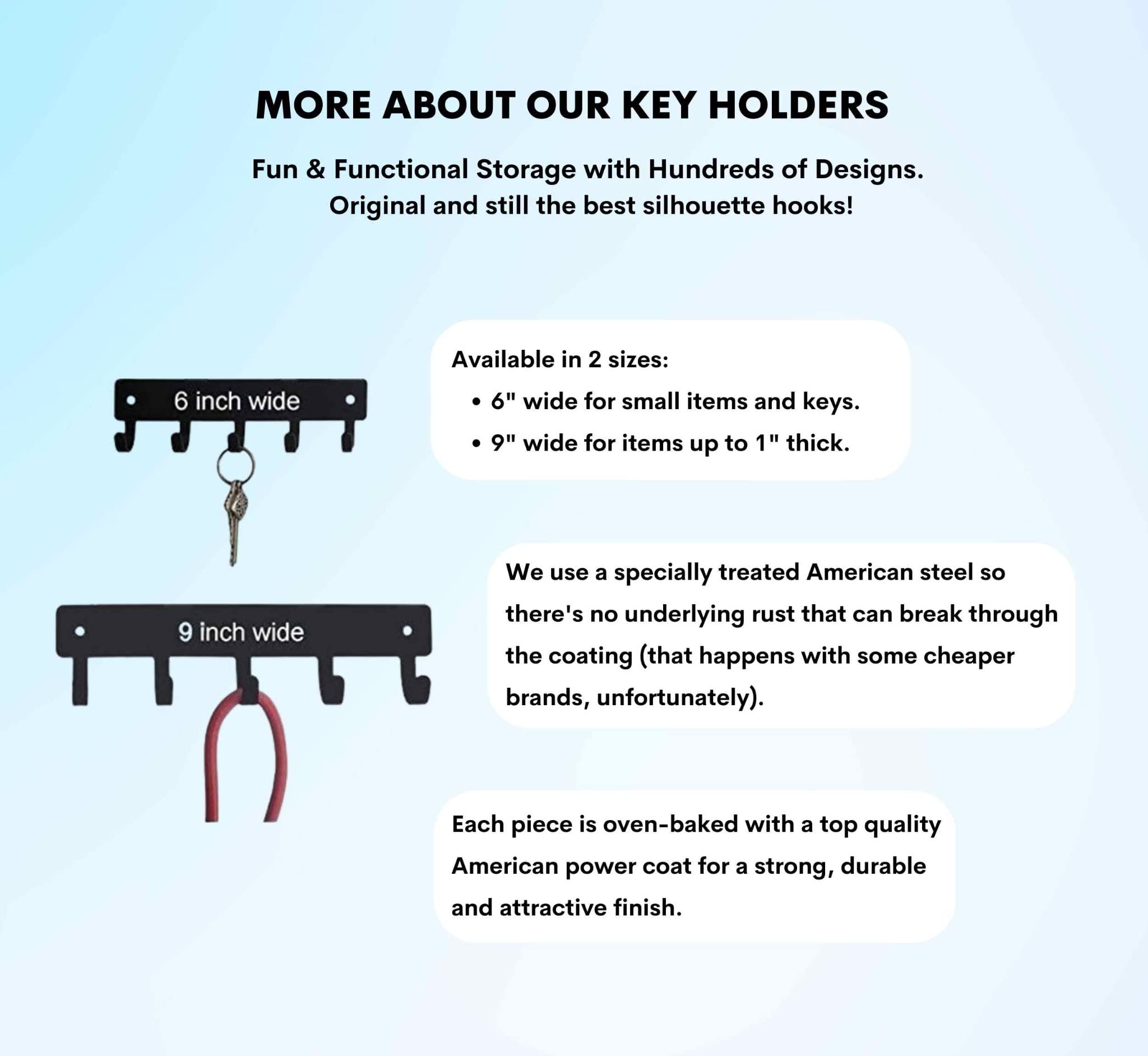 Lineman Wall Key Holder - Large 9 Inch Wide with 5 Storage Hooks - Made in USA - Perfect for Garage, Workshop & Entryway Organization