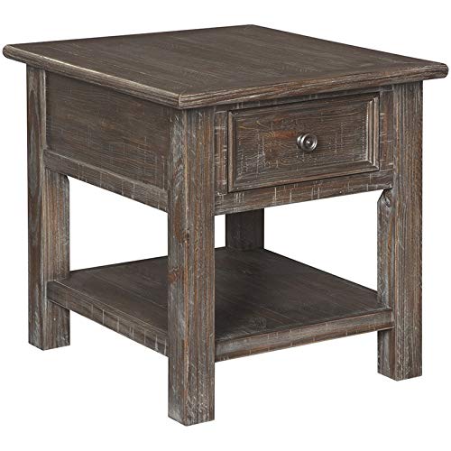 BOWERY HILL Rustic Brown 1-Drawer End Table - Nightstand, Bedside Table for Bedroom, Living Room & Office Furniture