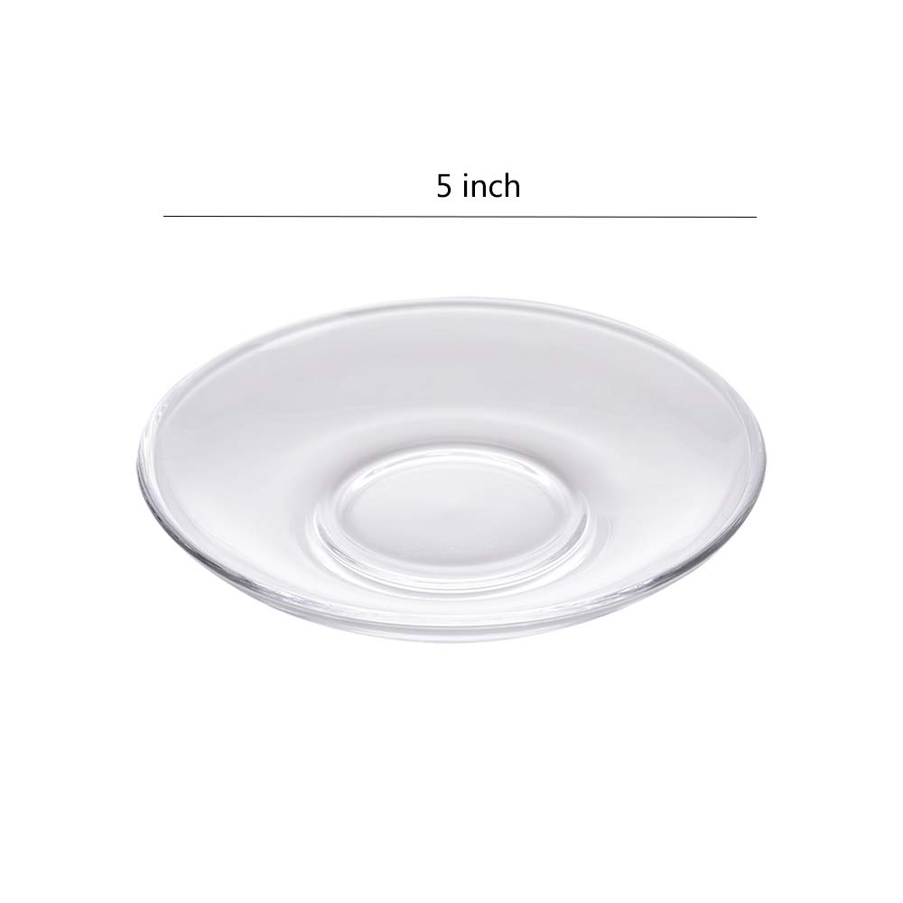 6-Piece Clear Glass Snack Plates Set - 5 Inch Small Dessert Plates for Restaurants, Tea Party, and Home Decor - Perfect for Serving Cakes, Cookies, and Holding Tea Bags