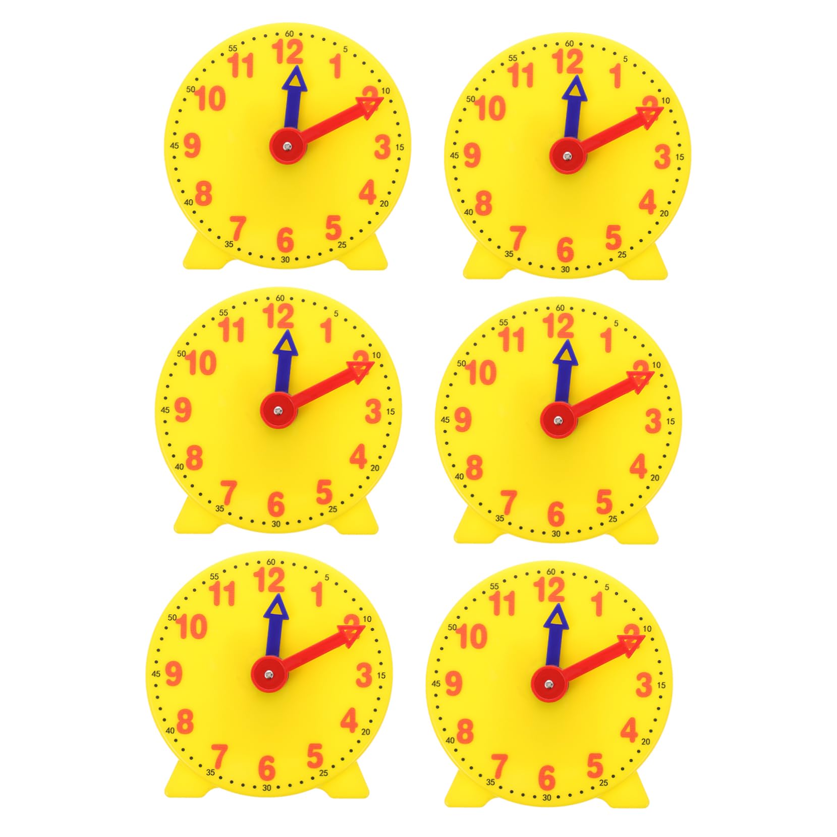 FAVOMOTO 6-Piece Learning Clock Set for Kids - Analog & Digital Time Teaching Tool - Educational Math Toy for Students (8cm) - Perfect for Classroom, Homeschool & Time Telling Practice