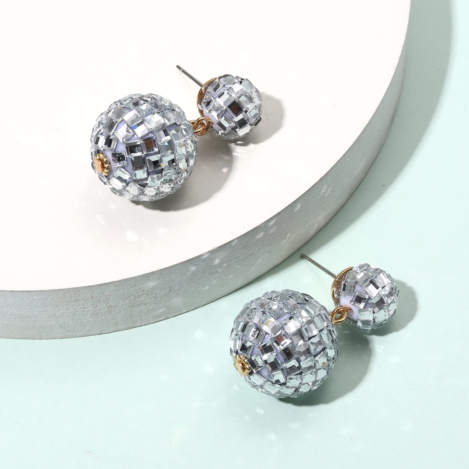Disco Ball Earrings for Women - Sparkly Mirror Ball Dangle Earrings for Dance Party, Country Music Concert, 60s 70s Outfits, Halloween Costume Accessories - Perfect Gift for Christmas, Birthday, and Festive Occasions - Great for Raves, Club Nights, and Retro Theme Parties