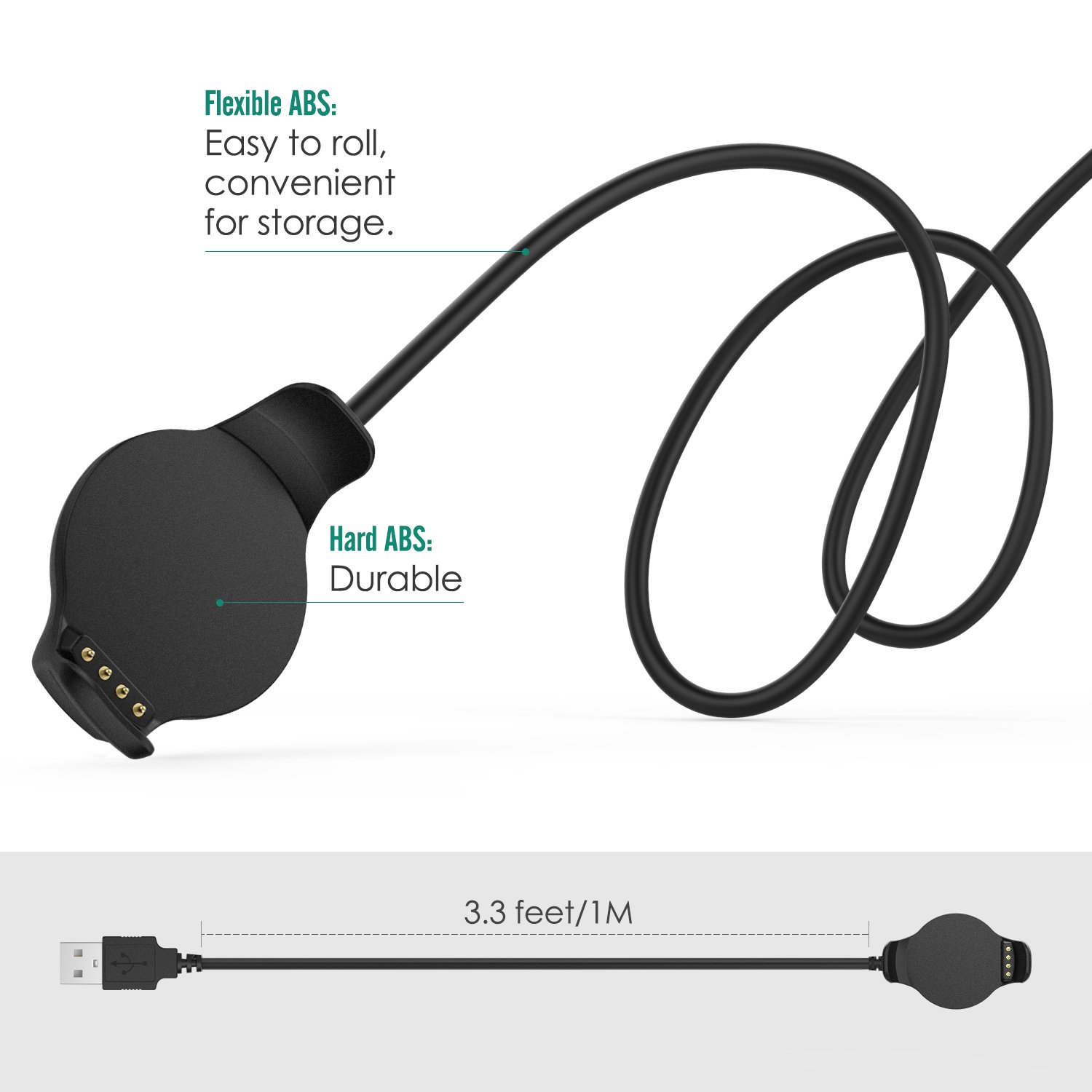MoKo USB Charger Dock for Garmin Forerunner 620 - Sync & Charge Cradle with 1M Cable - Compatible with Forerunner 620 Smartwatch (Black) - Perfect for Workouts, Running & Fitness Tracking