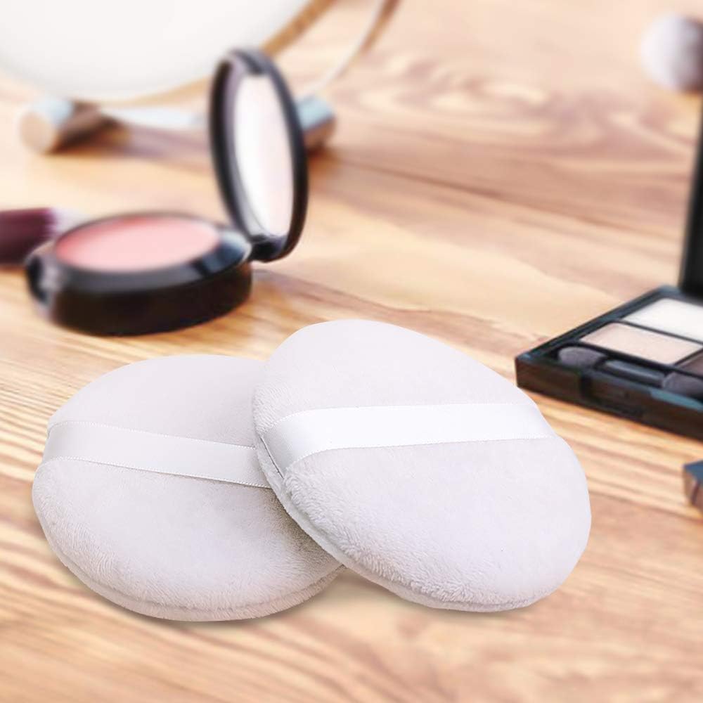4” Large Ultra Soft Washable Round Powder Puff for Face & Body - Perfect for Loose Powder, Foundation & Setting Makeup - Pack of 3 | Ideal for Daily Makeup Application & Touch-Ups