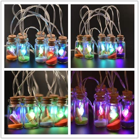 LED RGB Wishing Bottle String Lights - 9.8FT Battery Operated for Bedroom, Wedding & Party Decor