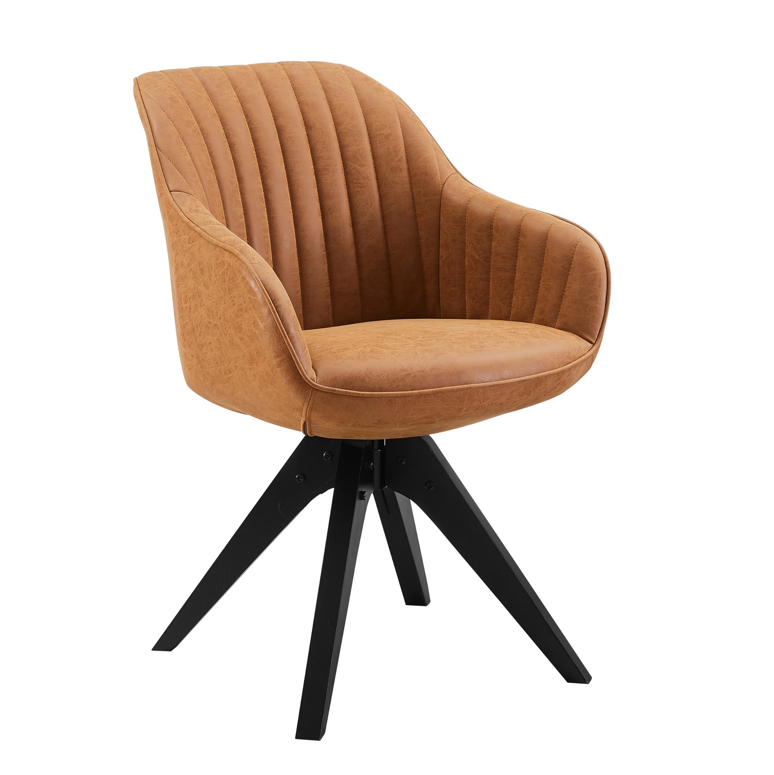 Art Leon Mid Century Modern Dining Chair - Faux Leather Upholstered Swivel Chair with Wooden Legs, Armchair for Dining Room & Living Room - Perfect for Home Decor, Entertaining Guests & Relaxing