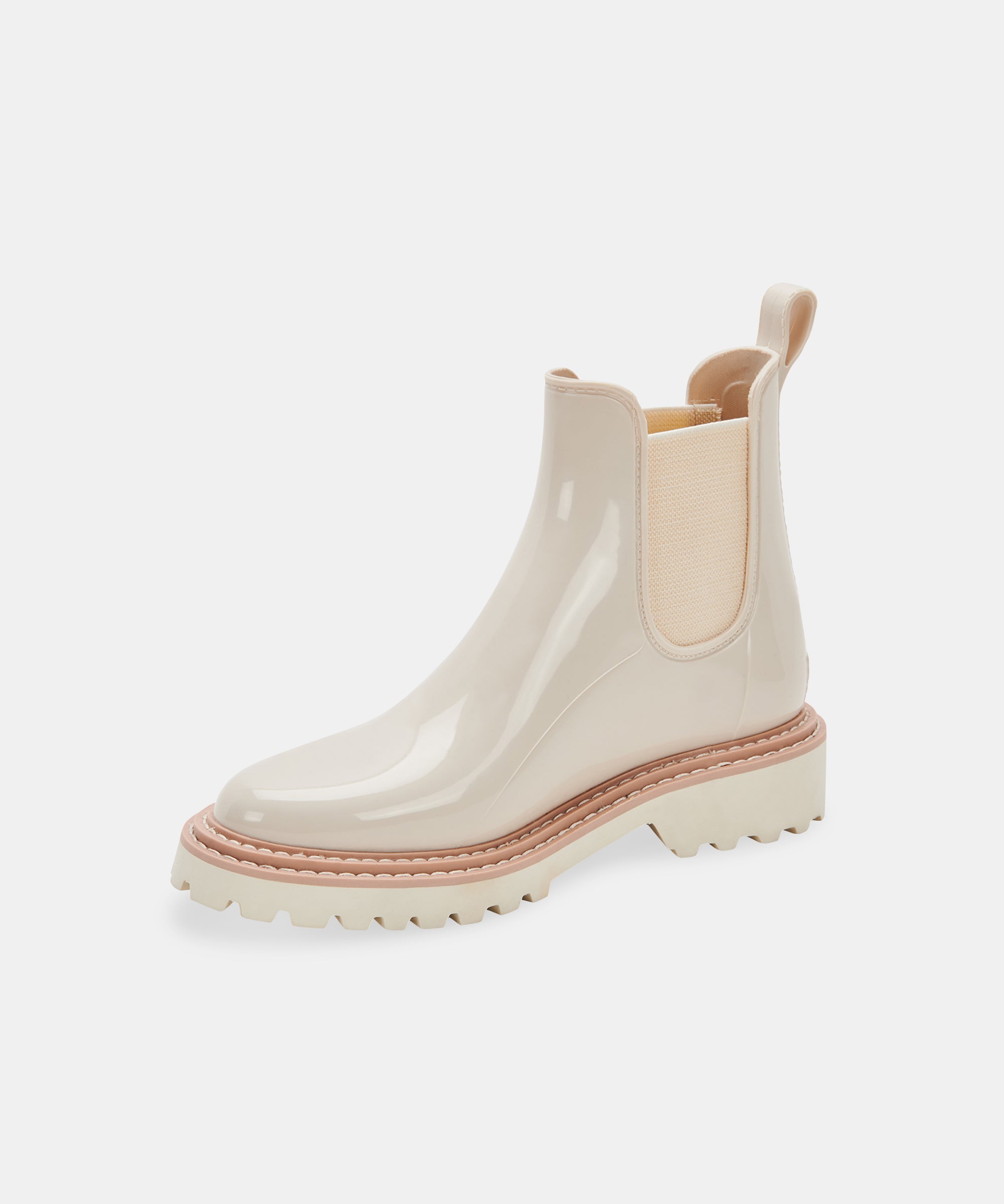 Waterproof Ivory Patent Leather Rain Boots for Women - Fashionable Stormy Weather Footwear for Walking, Hiking & Outdoor Activities
