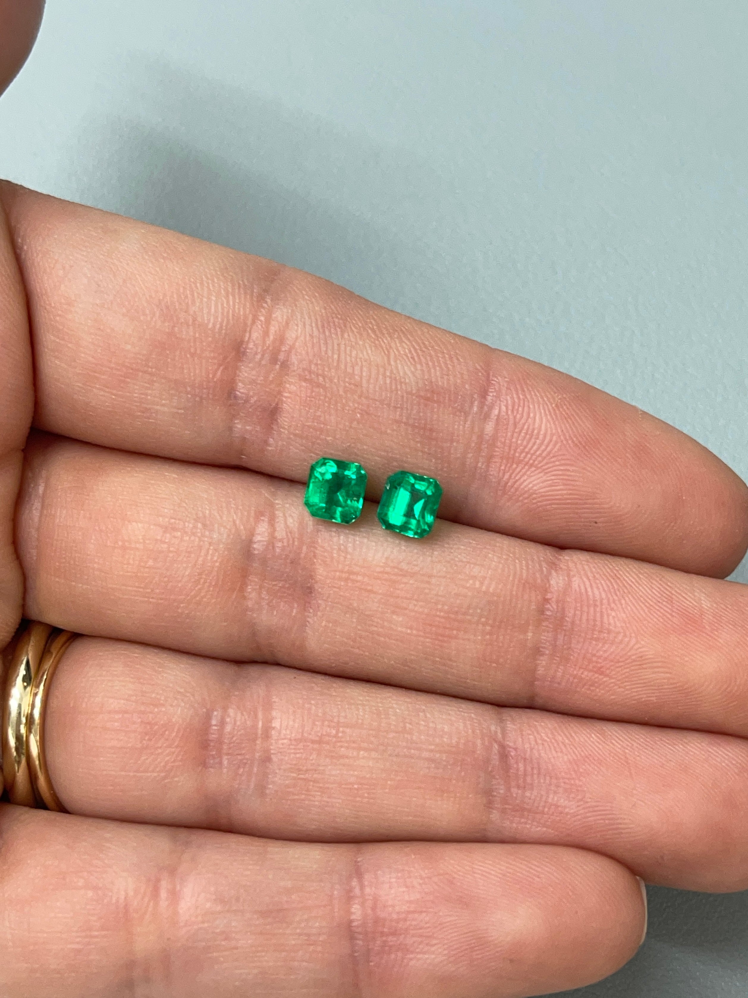 1.63tcw 5.5x5 AAA+ Matching Muzo Green Loose Colombian Emeralds Asscher Cut - Premium Gemstones for Jewelry Making, Engagement Rings & Luxury Gifts