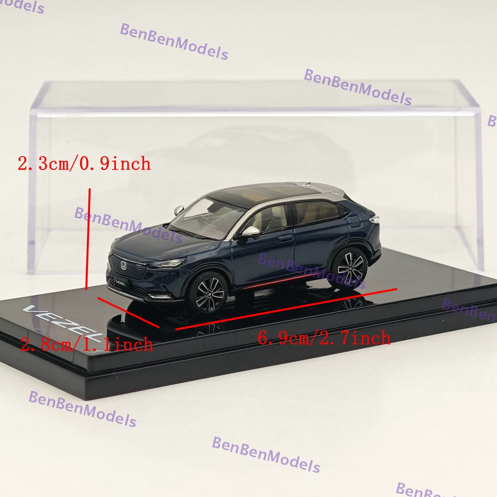 1/64 Scale Hobby Japan VEZEL e:HEV PLaY Midnight Blue Beam Metallic Diecast Car Model HJ642071BL - Perfect for Collectors, Display & Racing Scenes