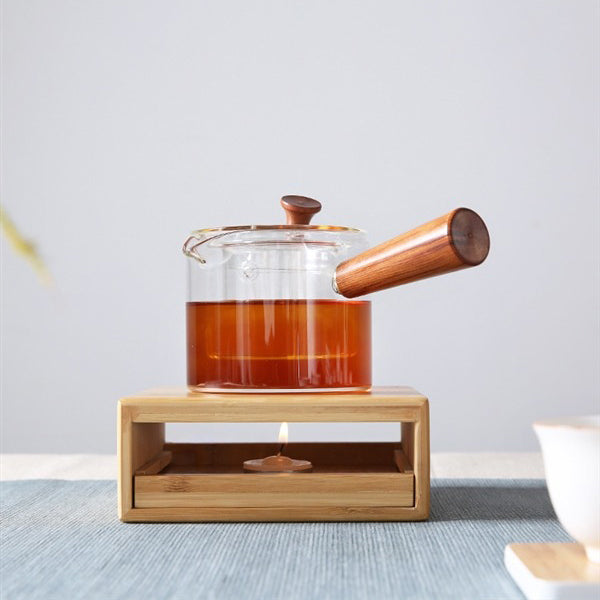 Plum Blossom Bamboo Candle Teapot Warmer - Handmade Tea Light Candle Holder for Home Decor & Aromatherapy | Perfect for Tea Parties, Spa Relaxation & Cozy Evenings