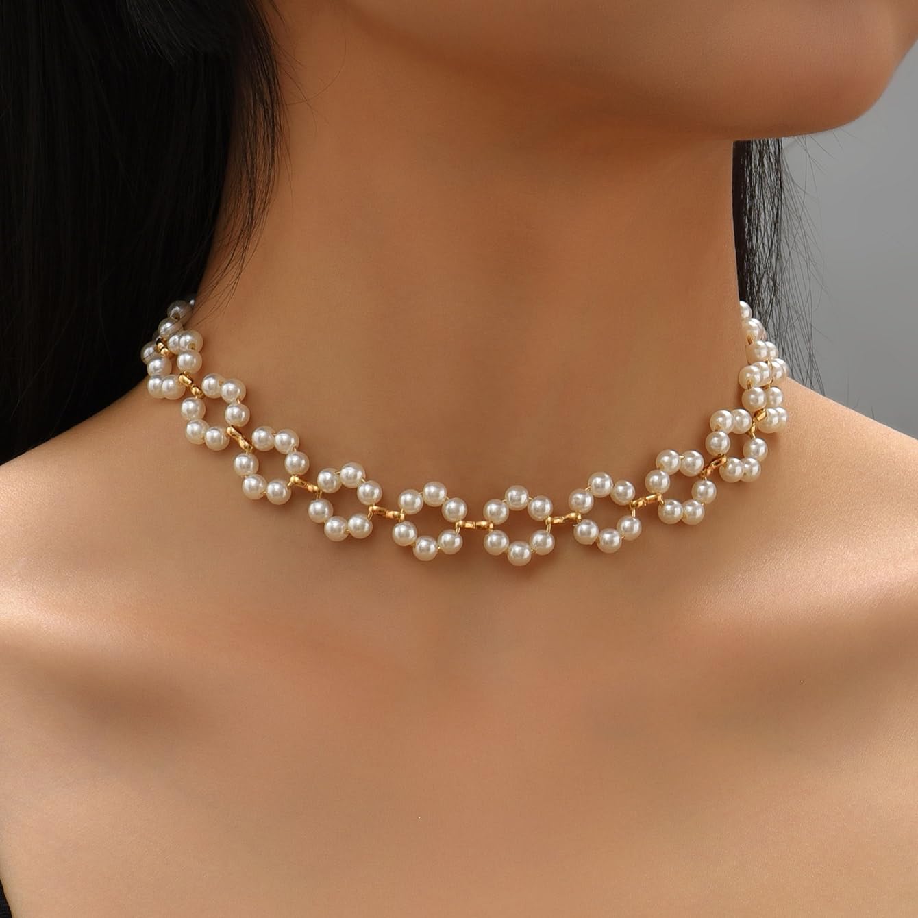 Shining Diva Fashion Pearl Choker Necklace for Women - Elegant Layered Chain Pendant Collar Jewelry Gift for Girls | Perfect for Parties, Weddings & Date Nights (14633np)