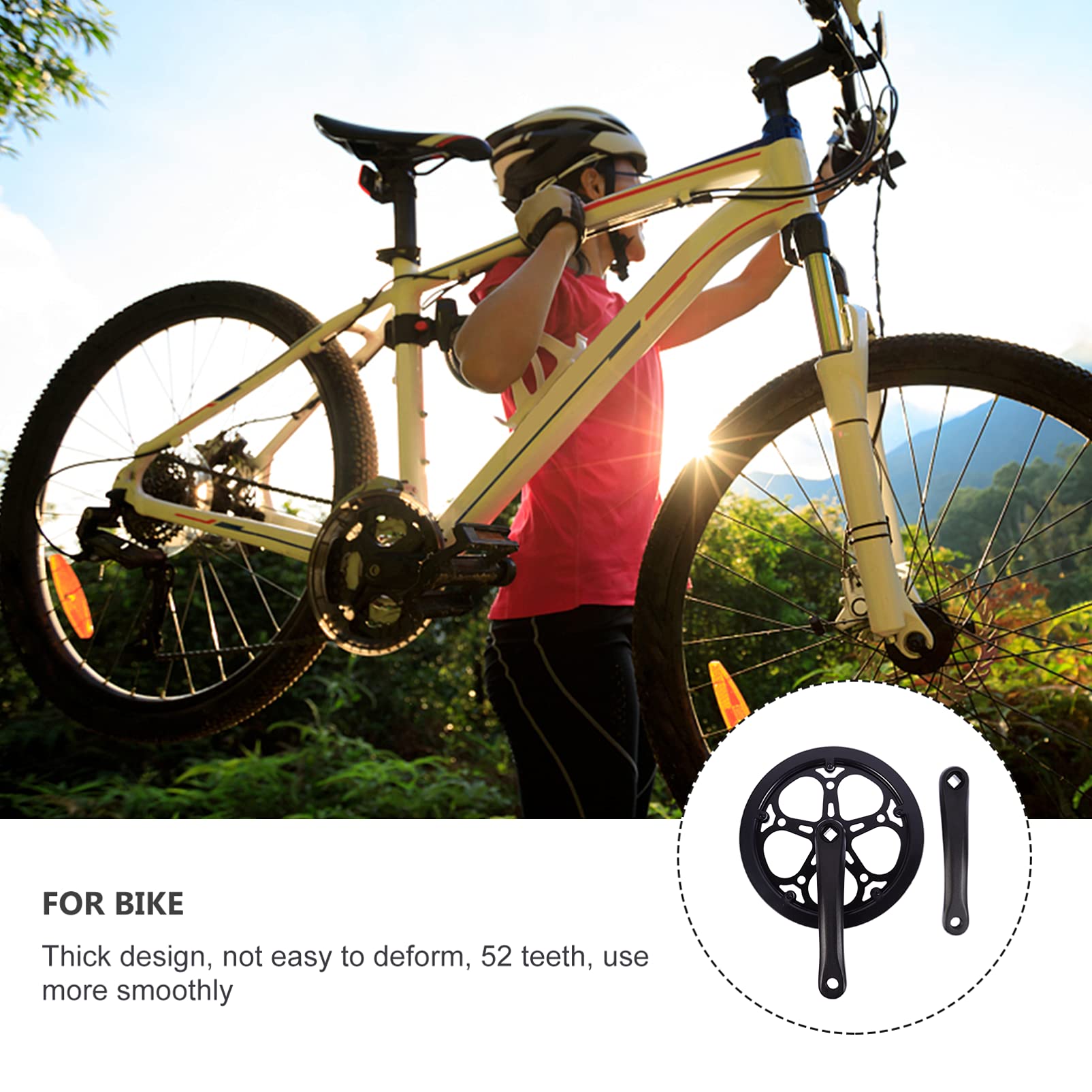 52T 170mm Bike Crankset - Single Speed & Mountain Bike Replacement Crank Arm Set | Durable Alloy Construction for Road & Trail Cycling | Perfect for Commuting, Fitness Riding & Off-Road Adventures