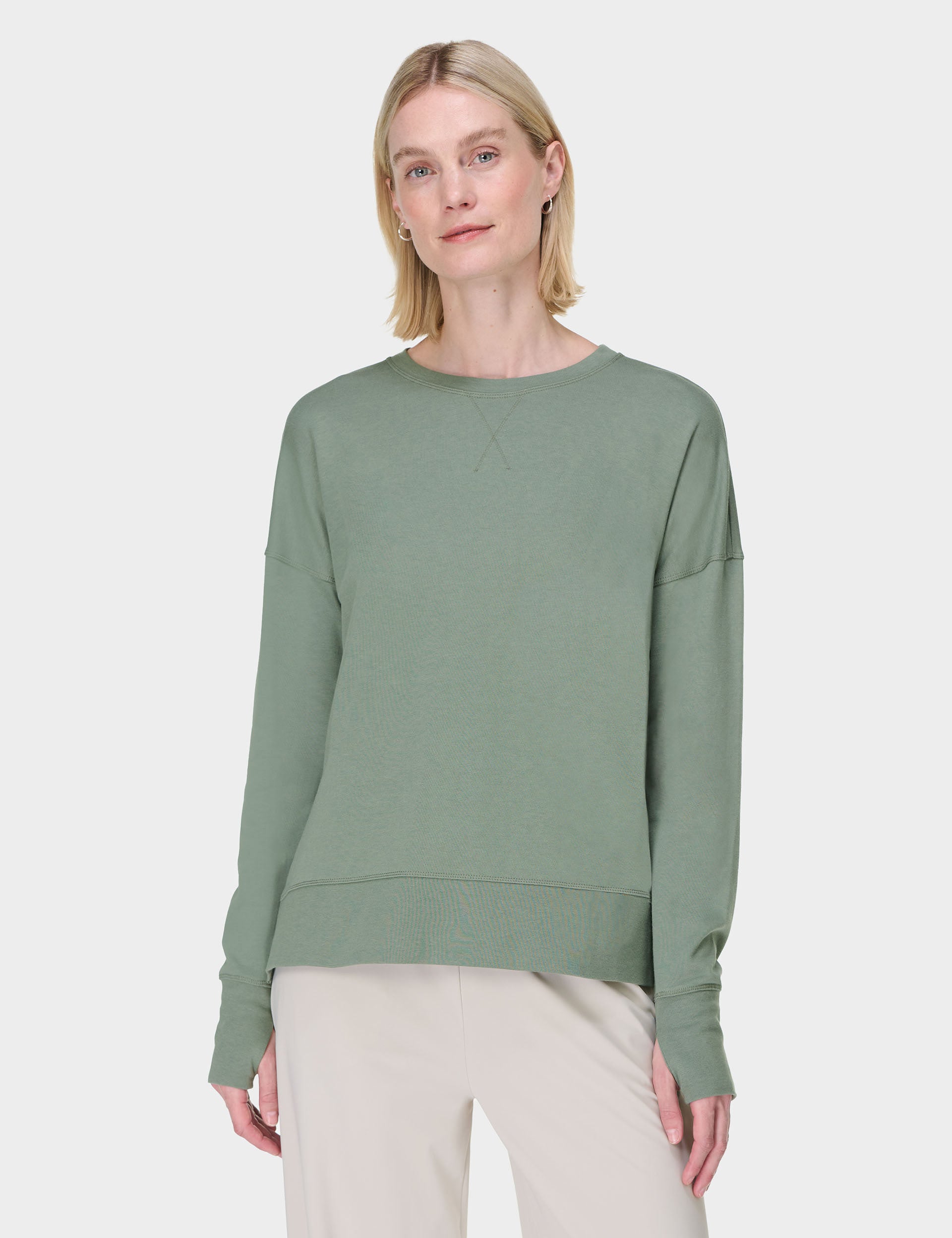 After Class Longline Sweatshirt for Women - Soft Oversized Pullover Hoodie in Willow Green | Casual Loungewear, Streetwear Fashion, College Outfit