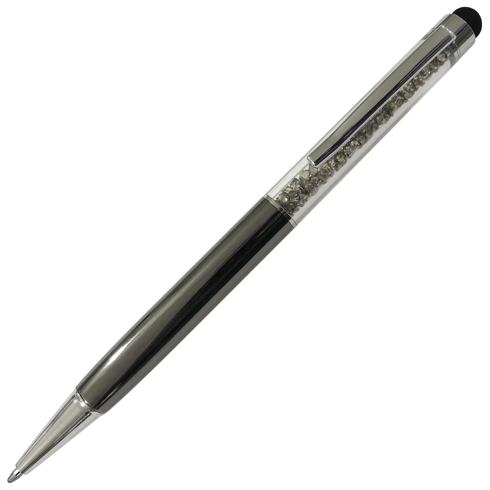Black Ball Point Pen with Crystalline Stylus for Writing & Digital Use