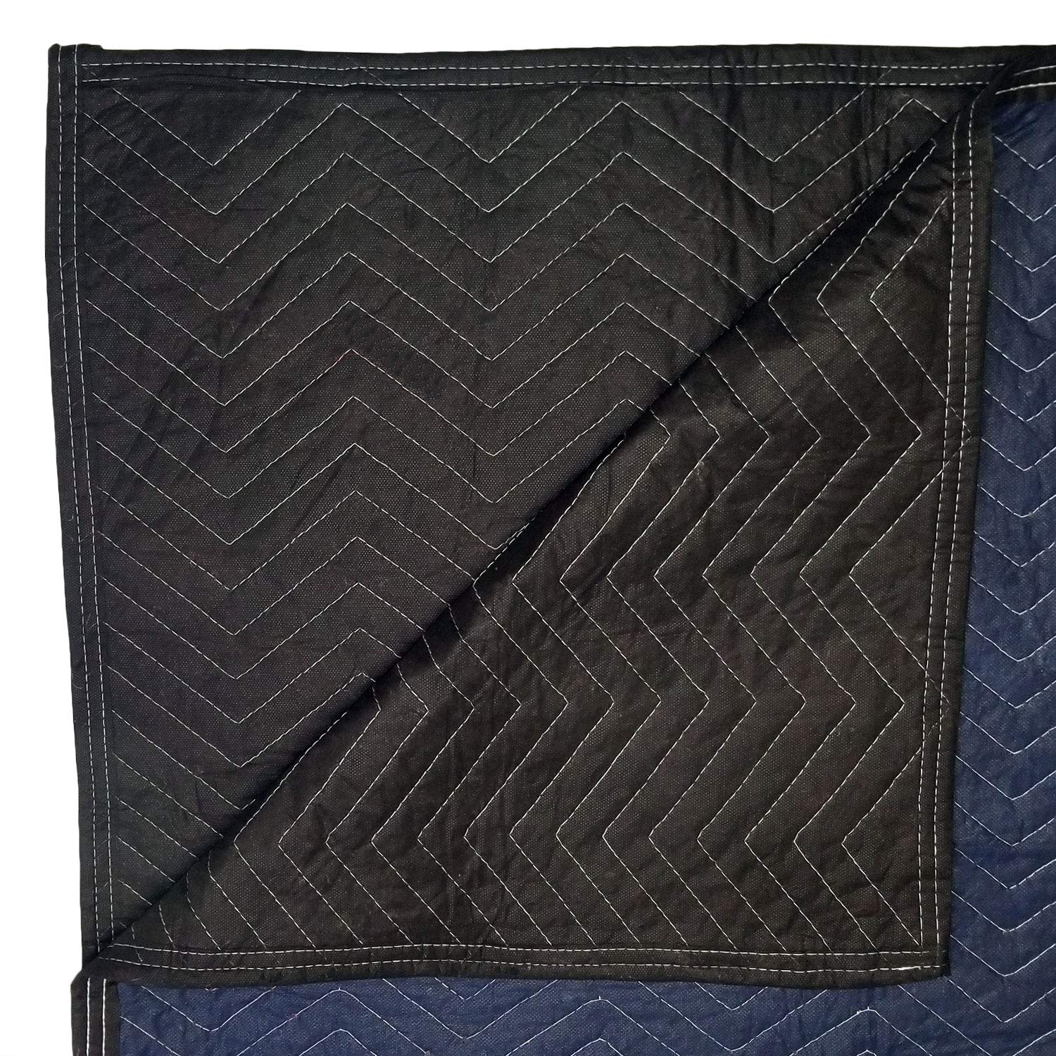 Professional 72 x 80 Inches Moving Boxes & Blankets - Pack of 12, Heavy Duty Blue/Black (MB104) for Home Moving, Furniture Protection & Storage Solutions