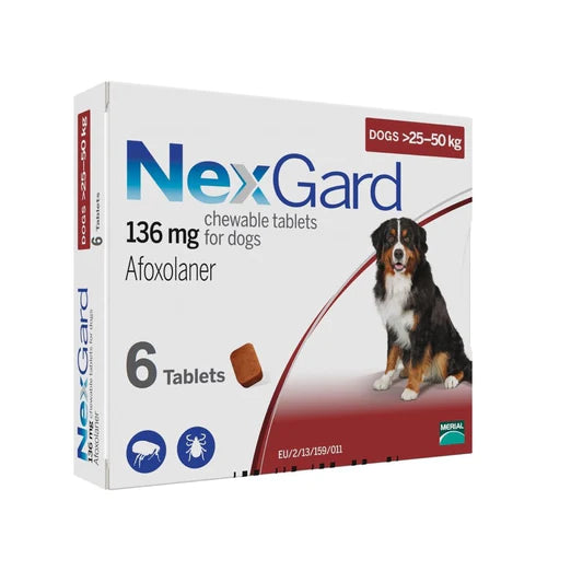 NexGard Afoxolaner Chewable Tablets for Dogs - Flea and Tick Prevention - Tasty Beef Flavor - Vet Recommended Oral Treatment for Small, Medium & Large Breeds - Perfect for Outdoor Adventures & Daily Protection