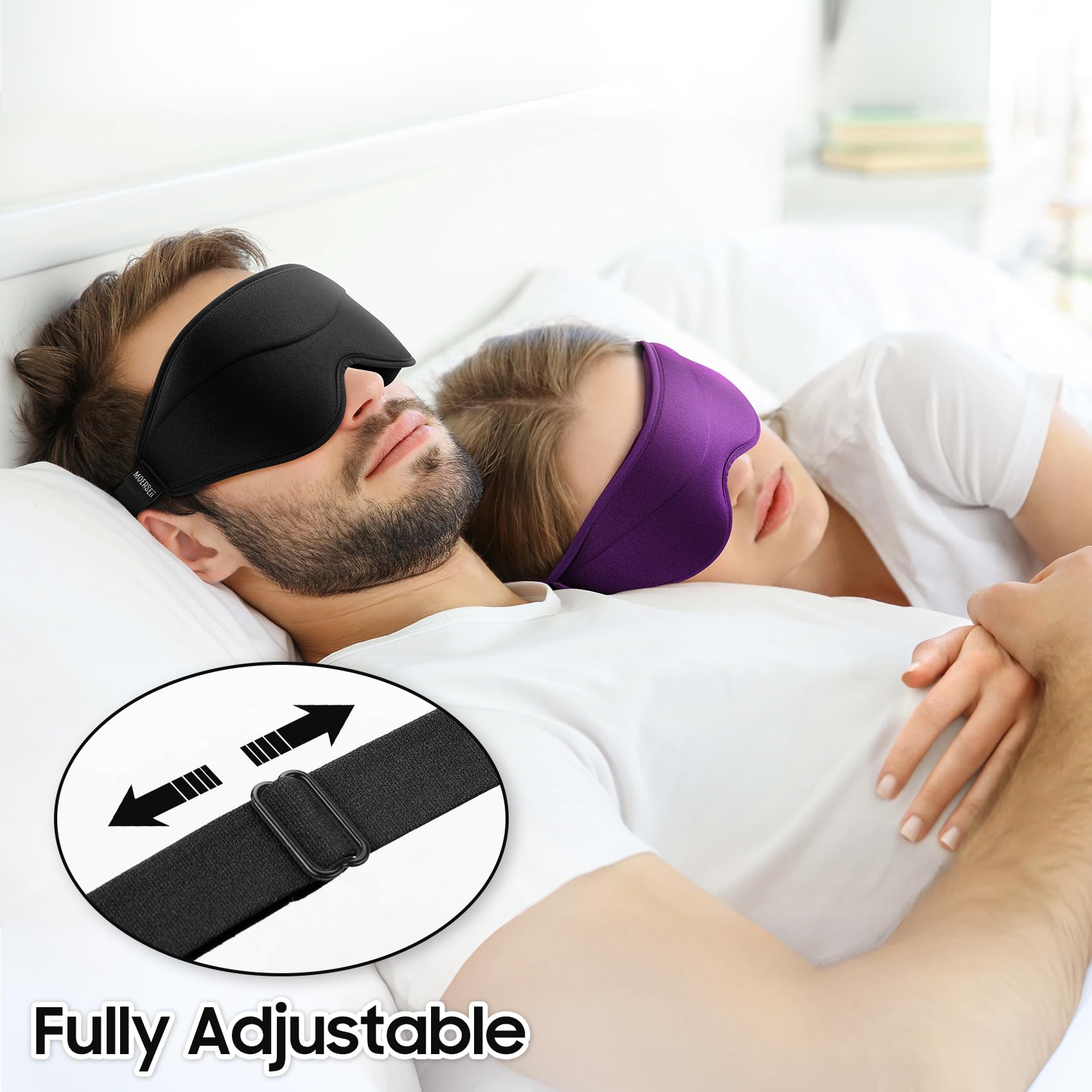 3D Sleep Mask for Total Blackout - Ultra Lightweight & Silky Soft Eye Cover for Sleeping, Adjustable Comfort for Home, Travel, Office, Meditation & Yoga - Perfect for Night Shifts, Jet Lag & Light Sensitivity (Black)