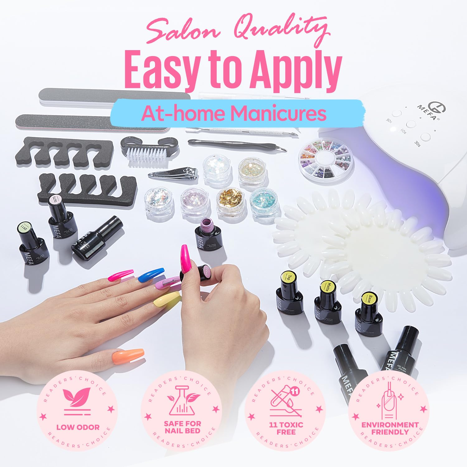 **MEFA 54-Piece Gel Nail Polish Kit with UV Light – 32 Colors Classic & Soak-Off Gel Polish Set, Base & Matte/Glossy Top Coat – DIY Nail Art Manicure Tools for Easter, Parties & Gifts**