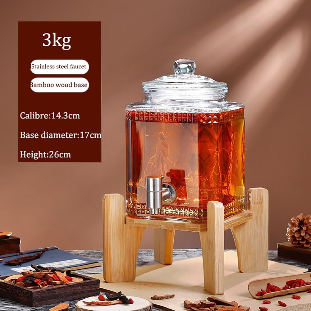 3L Glass Water Dispenser with Lid - Large Capacity Beverage Pitcher for Cold Water, Lemonade, Beer - Perfect for Office, Camping & Home Use
