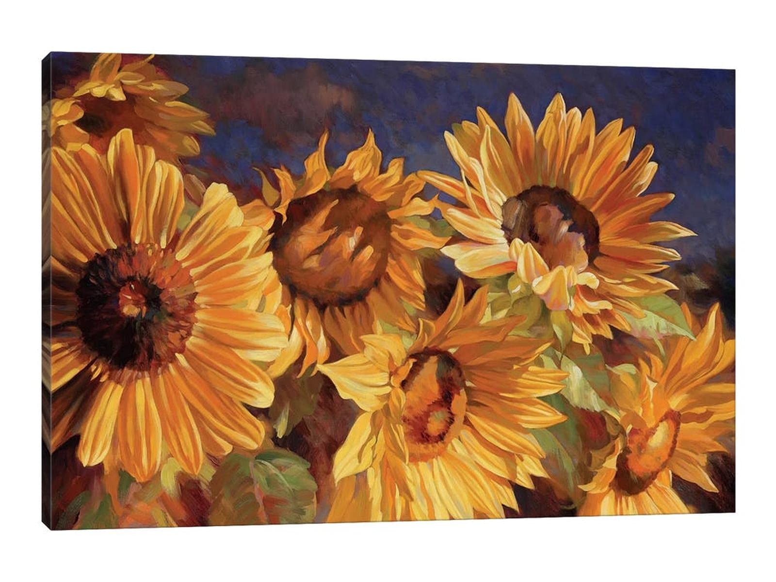 Sunflower Wall Art - Yellow Sunflowers Field Canvas Print, Framed Nature Landscape Painting for Kitchen & Bathroom Decor (28x40 Inches) - Perfect for Farmhouse, Boho & Rustic Home Decor