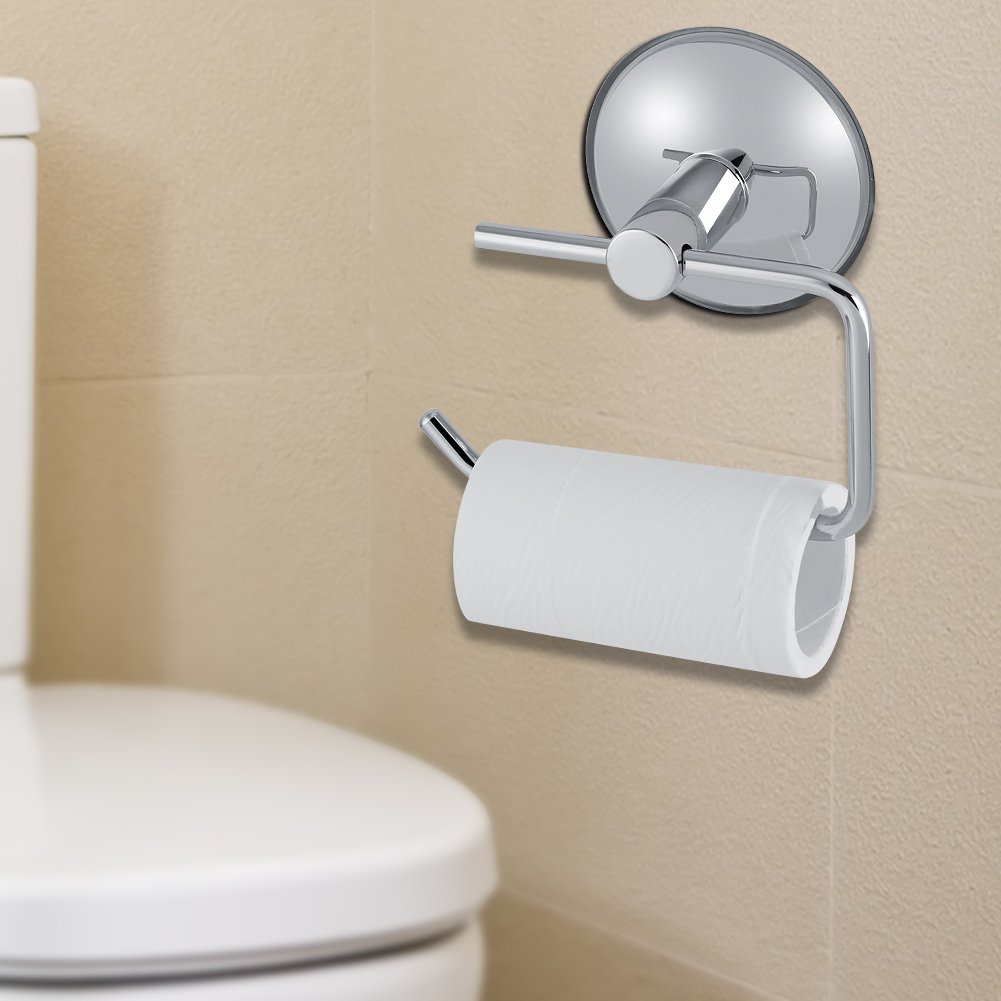 Stainless Steel Toilet Paper Holder with Strong Suction - Bathroom & Kitchen Tissue Towel Storage Rack - Perfect for Small Spaces, RVs, and Apartments