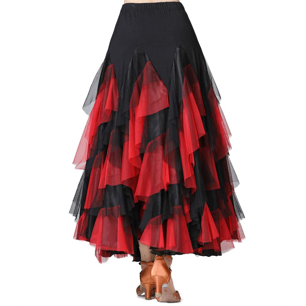 Women's Latin Dance Flare Swing Skirt for Tango, Salsa, Ballroom - Stretchy Comfort & Elegant Flare - Perfect for Dance Performances, Practice & Social Events