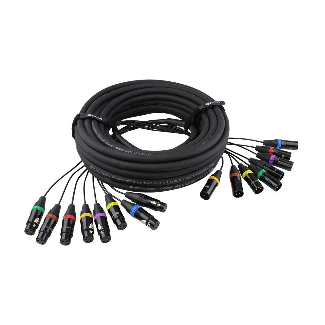 Blastking C8XLRMF 8 XLR Male to 8 XLR Female Cable 100ft - Professional Audio Equipment for Live Performances, Studio Recording & DJ Setups