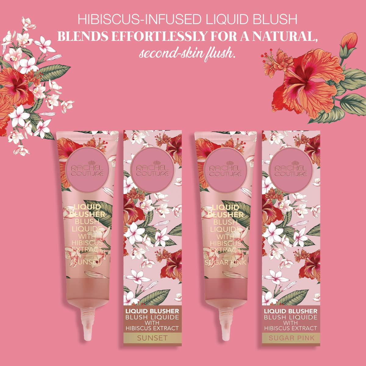 Rachel Couture Liquid Blush for Radiant, Glowing Cheeks | Vegan & Cruelty-Free Makeup | Hibiscus Extract Infused Cheek Tint (0.50 Oz) - Sunset Shade | Perfect for Everyday Wear & Special Occasions