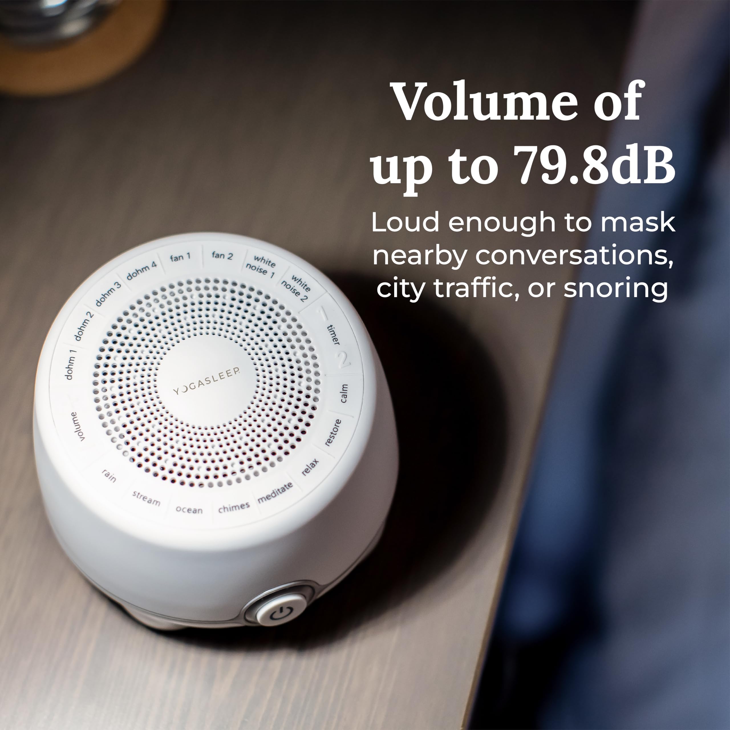 Yogasleep Whish White Noise Sound Machine - 16 Natural Soothing Sounds for Baby & Adults, Adjustable Volume - Sleep Aid, Office Privacy & Focus Enhancer - Compact & Portable for Travel & Nursery Essentials - Perfect for Bedrooms, Nurseries & Workspaces