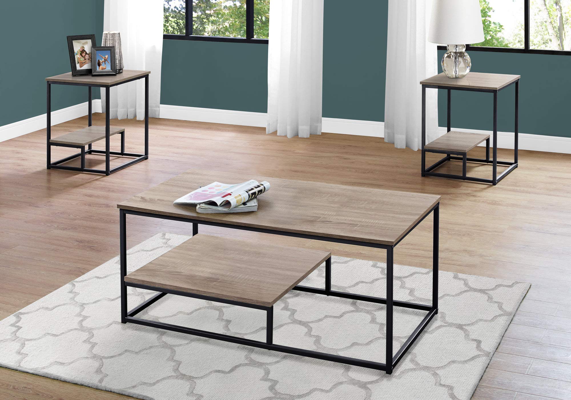 Monarch Specialties 4-Piece Dark Taupe Dining Table Set - Perfect for Small Spaces, Apartments & Cozy Kitchens