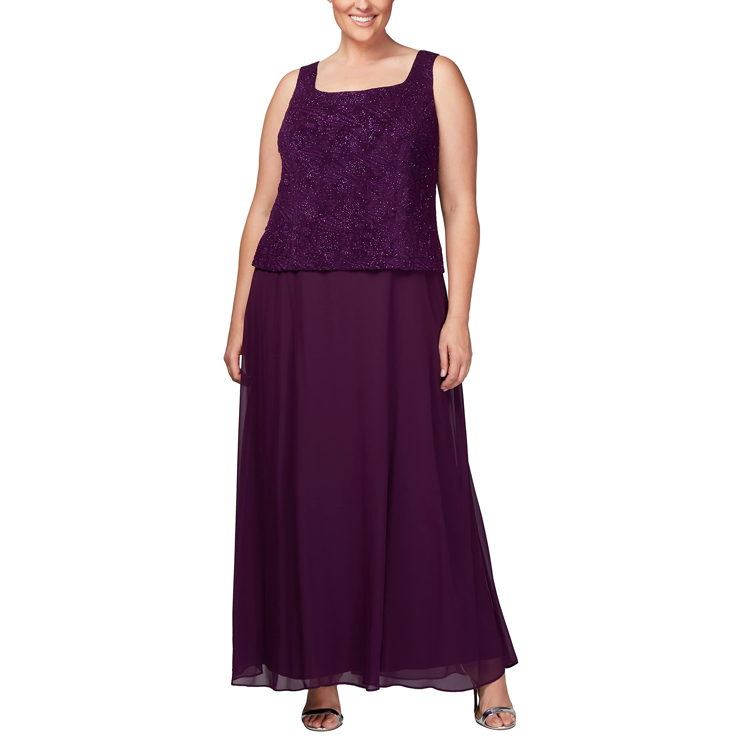 Alex Evenings Women's Formal Long Dress with Mandarin Neckline Jacket - Elegant Evening Gown for Special Occasions (Regular, Petite & Plus Sizes) | Perfect for Weddings, Galas and Black Tie Events