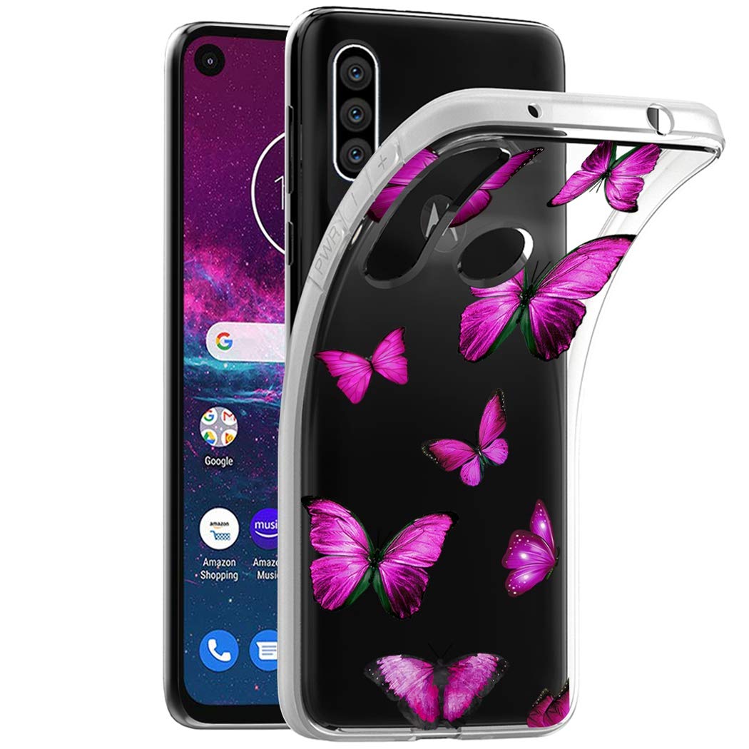 Cute Clear Slim Shockproof TPU Rubber Phone Case for Motorola Moto One Action/P40 Power - Protective Cover with Butterfly Pattern for Women & Girls | Perfect for Everyday Use, Work & Travel