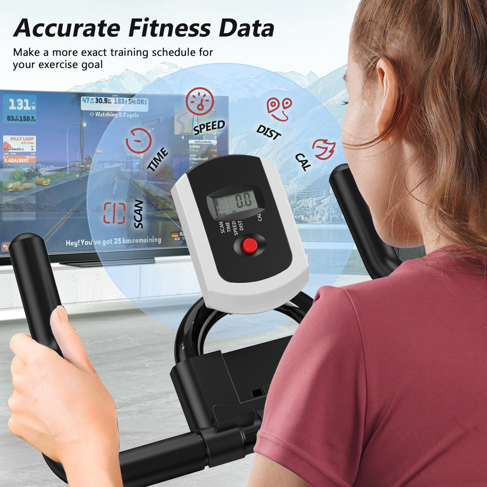 POOBOO Stationary Exercise Bike for Home Gym - Indoor Cycling Bike with Comfortable Seat Cushion & Tablet Holder - Silent Belt Drive Cardio Workout Bike for Weight Loss & Fitness Training - Perfect for Home Office, Apartment & Small Spaces