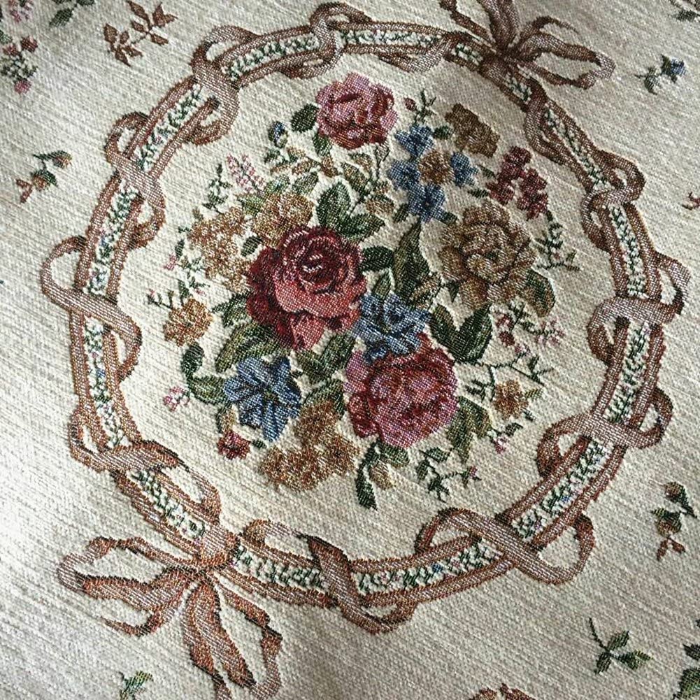 Ukeler 7.5x5.2 Feet Non-Shedding Cotton Area Rug - Rustic Floral Design for Living Room & Bedroom Decor | Euro Romance Style Accent Carpet | Perfect for Home, Office or Dorm Room