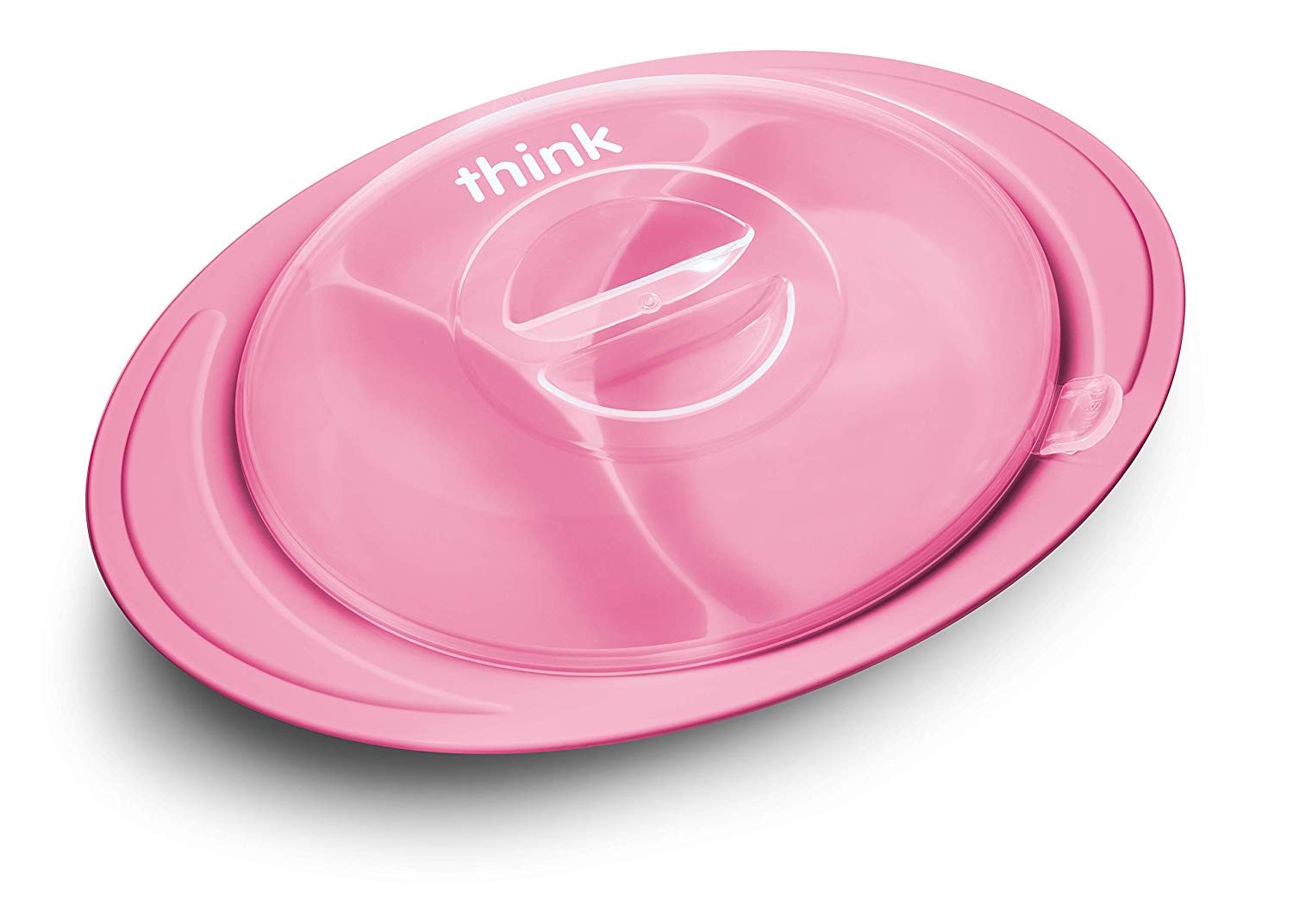 Thinkbaby ThinkSaucer Suction Plate for Babies & Toddlers - BPA-Free, Non-Slip Pink Feeding Dish - Perfect for High Chairs, Tables & Travel - Ideal for Messy Eaters & Self-Feeding Practice