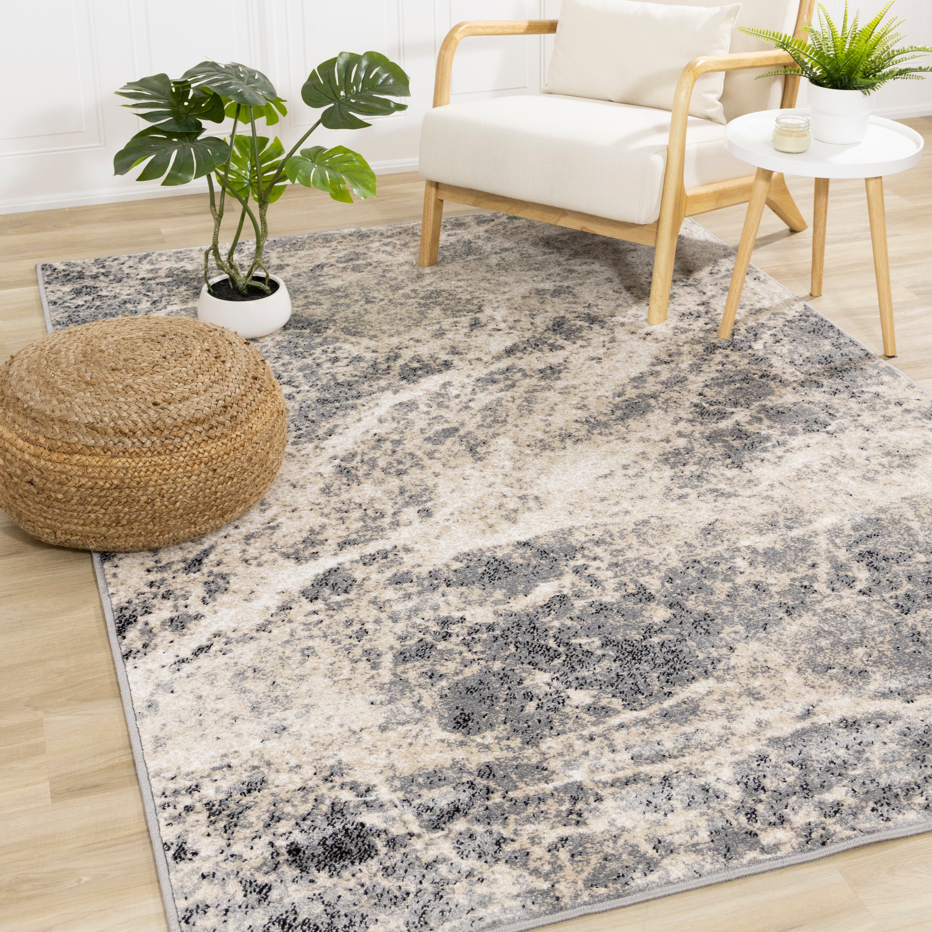 5'3 x 7'7 Cream & Beige Area Rug - Soft Modern Living Room Rug for Home Decor, Bedroom, Office - Non-Slip Comfortable Floor Carpet