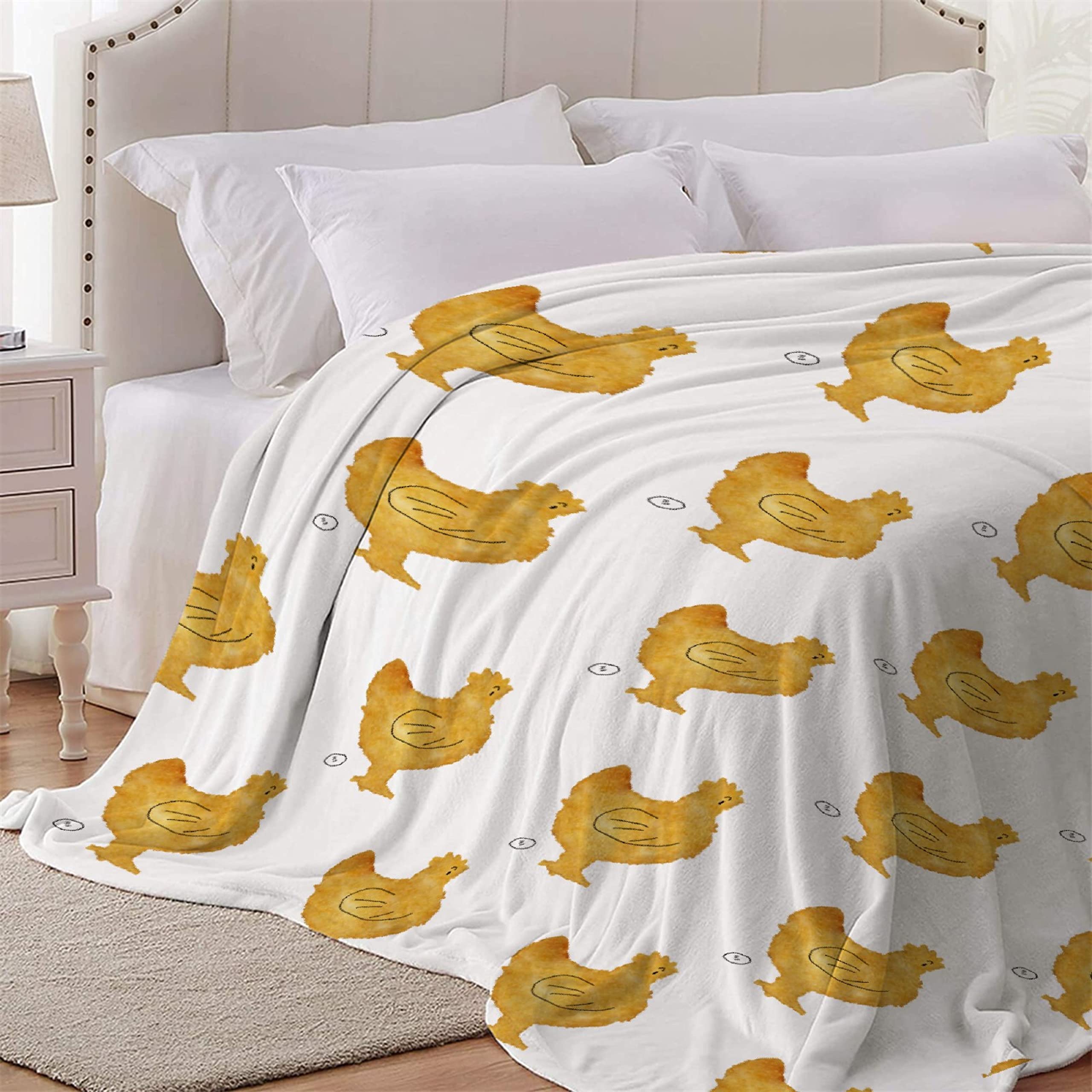 Premium Chicken Nugget White Throw Blanket - Ultra Soft Flannel Fleece Blanket for Gifts, Plush Lightweight Cozy Blanket for Couch, Sofa & Bed - All Season XL 120x90 inches - Perfect for Family Movie Nights, Camping & Home Decor