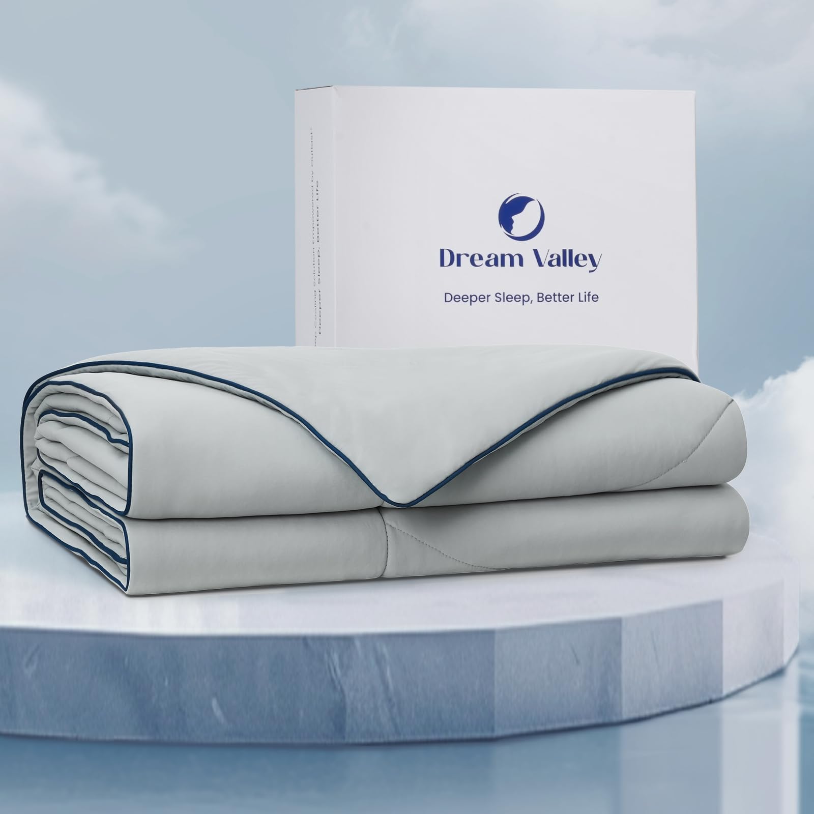Dream Valley® Outlast® Cooling Comforter - All Season Full/King Size NASA-Grade Temperature Regulating Blanket for Hot Sleepers & Night Sweats - Q-Max >0.45 Aerocool™ Breathable Cooling Technology - Cool Grey 106