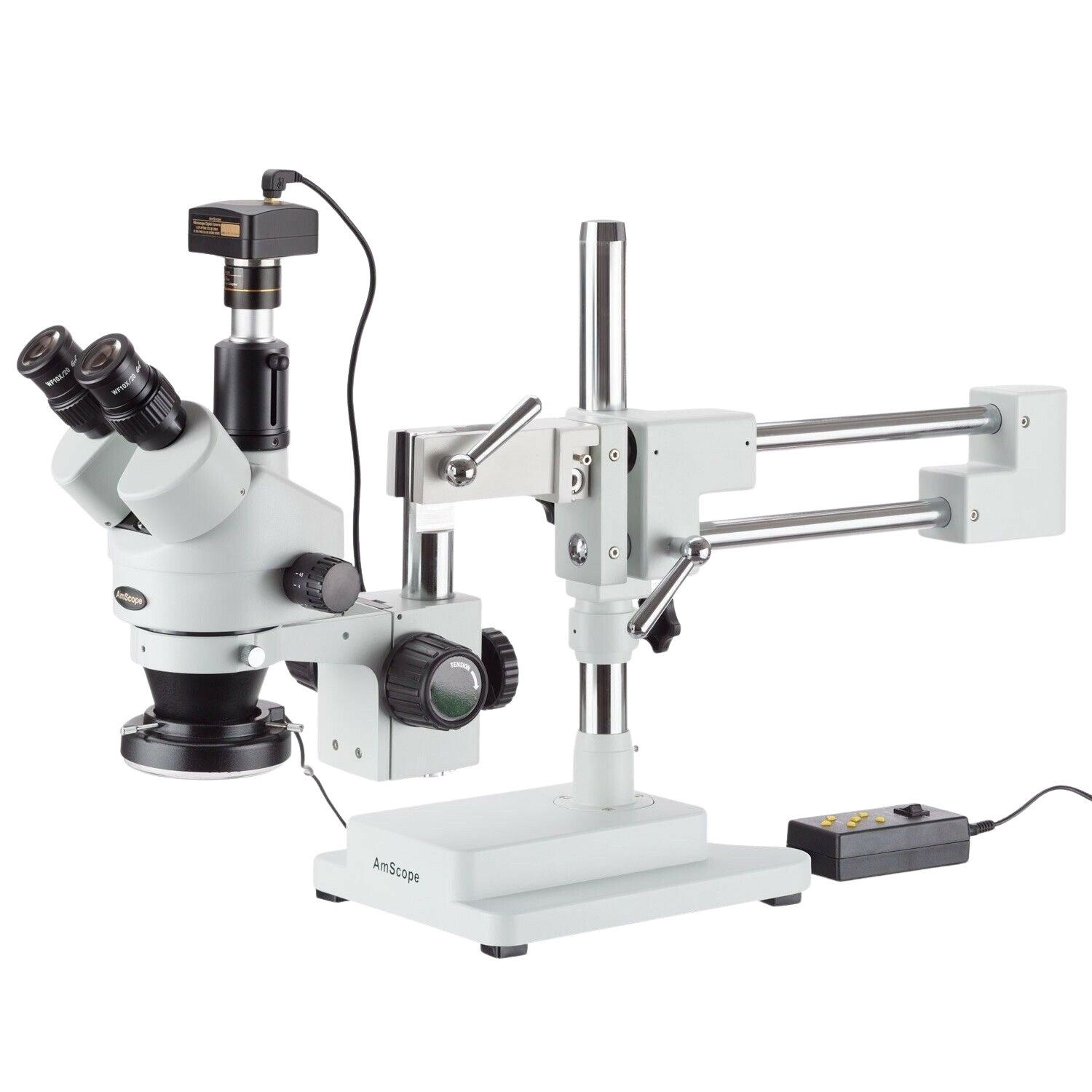 Amscope SM-3TZ-144A 3.5X-90X Trinocular Stereo Zoom Microscope with 144 LED Ring Light & 10MP USB 3.0 Camera - Ideal for Electronics Repair, Jewelry Inspection, and Scientific Research