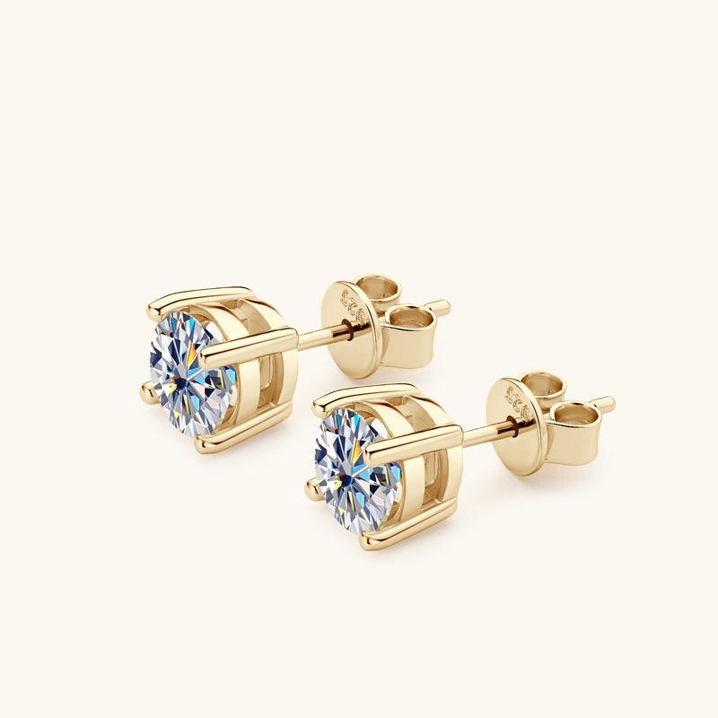 Classic 4-Prong Moissanite Stud Earrings for Women - Durable & Sparkling White Gold Earrings for Everyday Wear, Gift Giving & Special Occasions