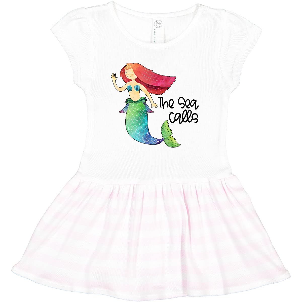 Inktastic The Sea Calls Mermaid with Red Hair Toddler Dress - Cute Mermaid Costume for Girls, Toddler Mermaid Outfit for Beach Party, Birthday & Dress Up Play