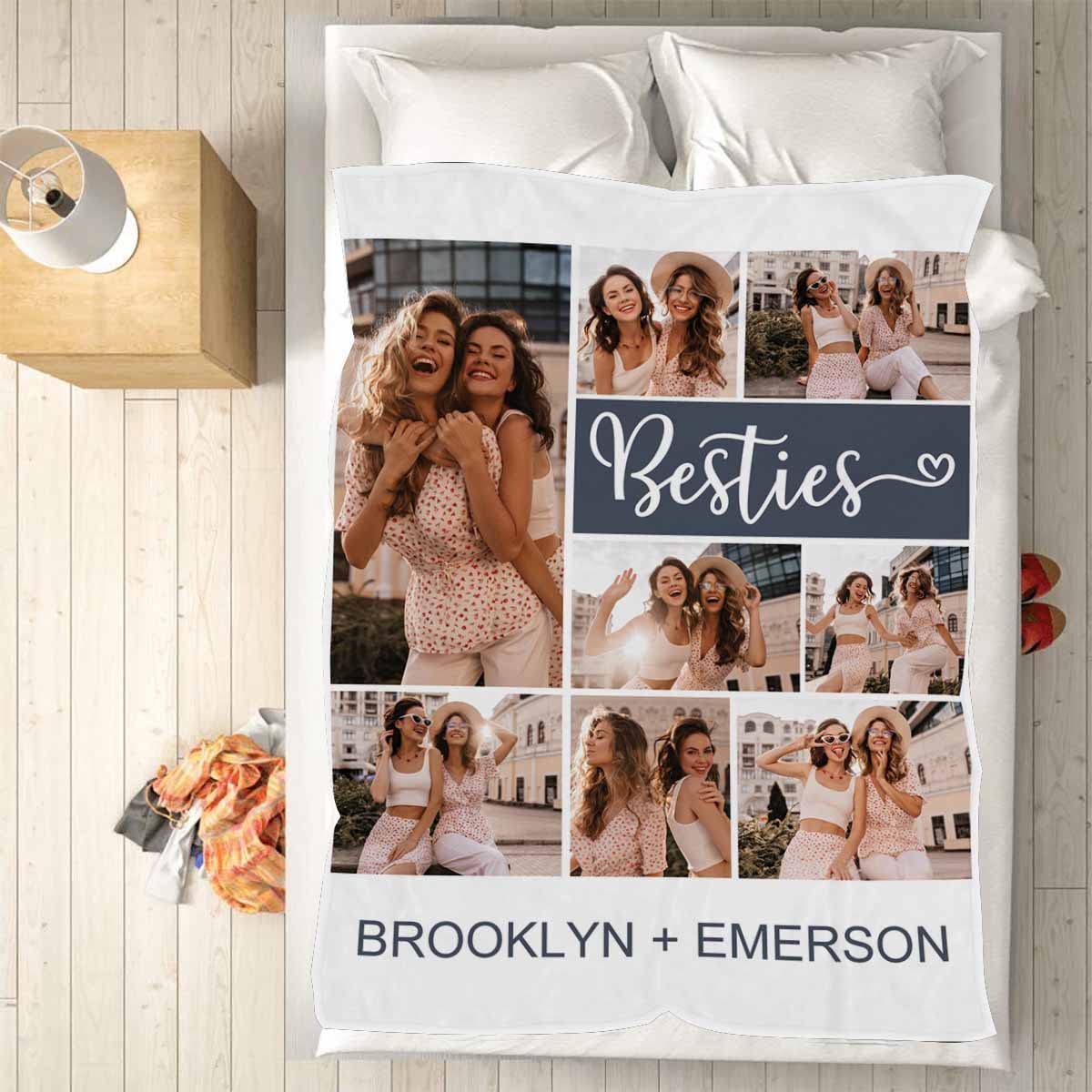 Personalized Best Friends Photo Blanket - Custom Fleece Throw 50