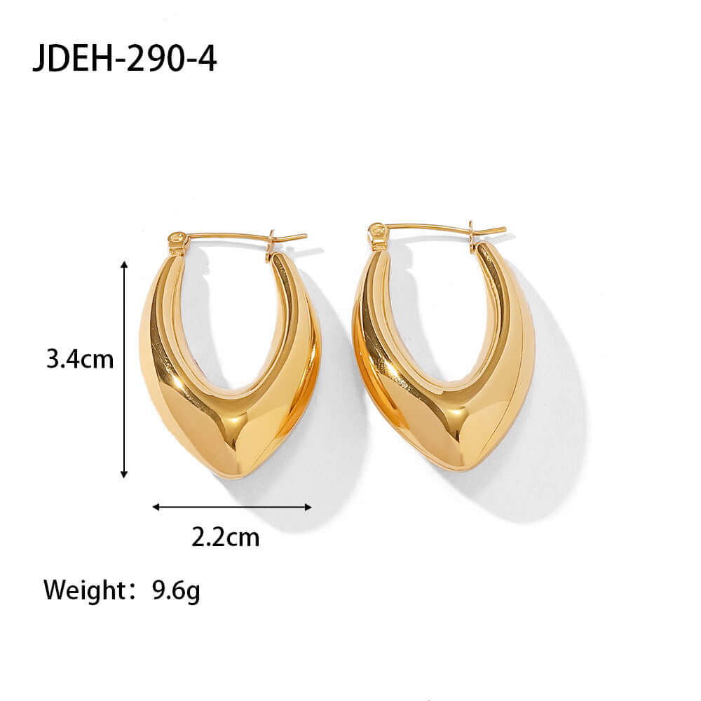 18K Gold Plated French Curve Hoop Earrings for Women - Elegant Dangle Earrings for Party, Wedding & Everyday Wear | JDEH290