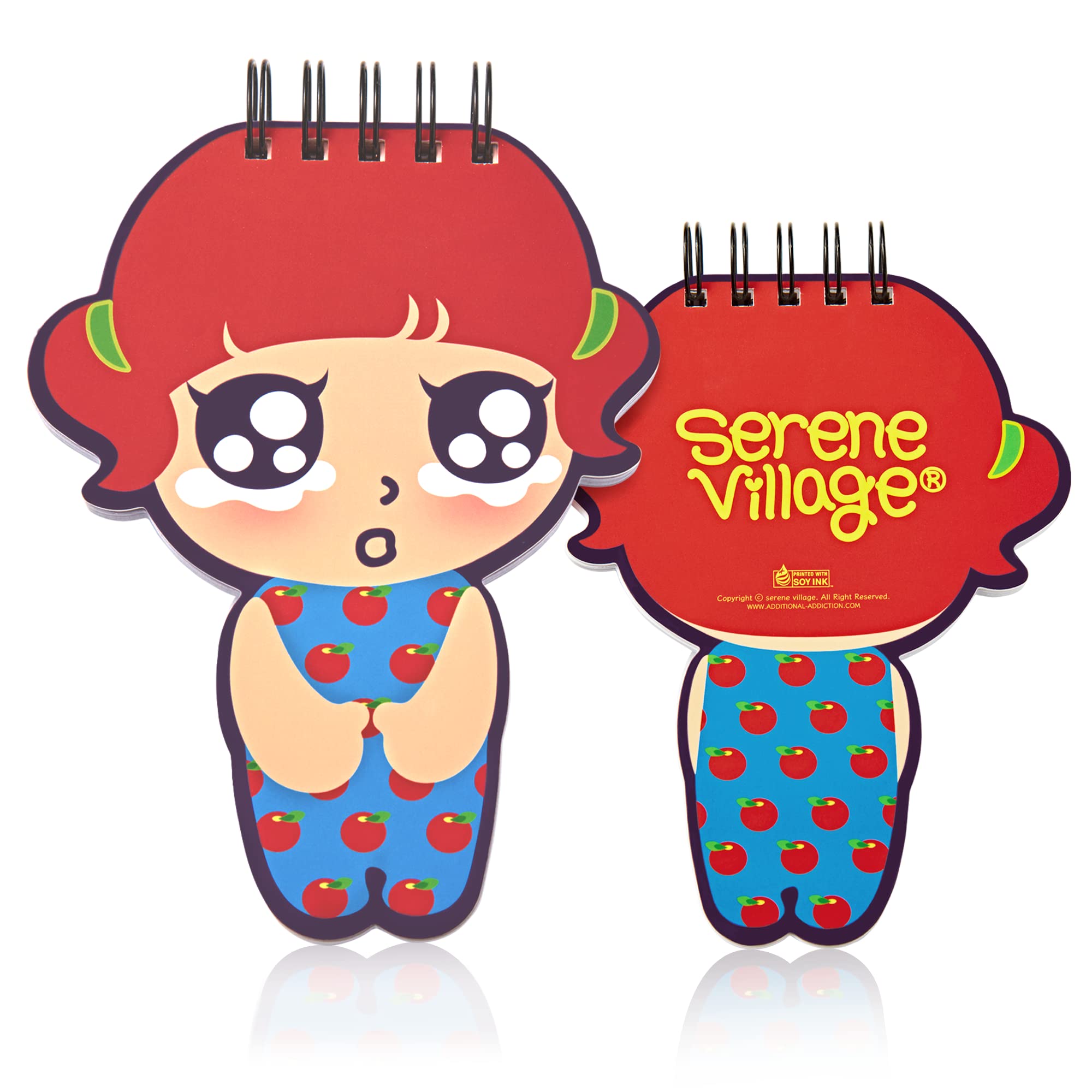 Premium Velvet Coated Spiral Notebook - Serene Village Character Design, 120 Pages, 5.51